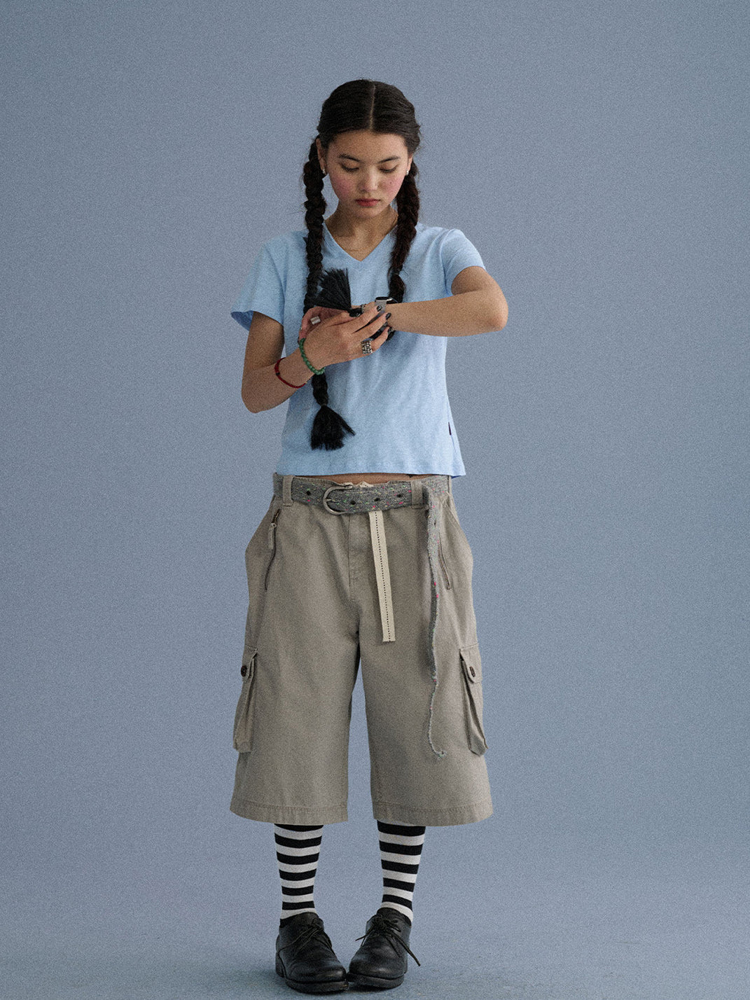 Shoulder-Fitted Cropped Basic Tee