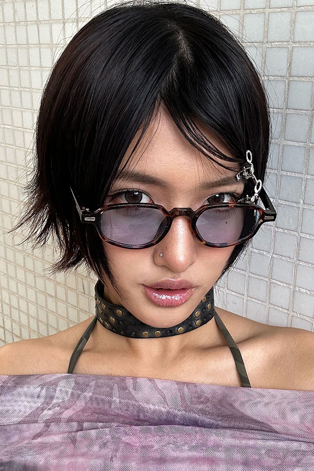 Mixed-Frame Gradient Oval Sunglasses - view 10