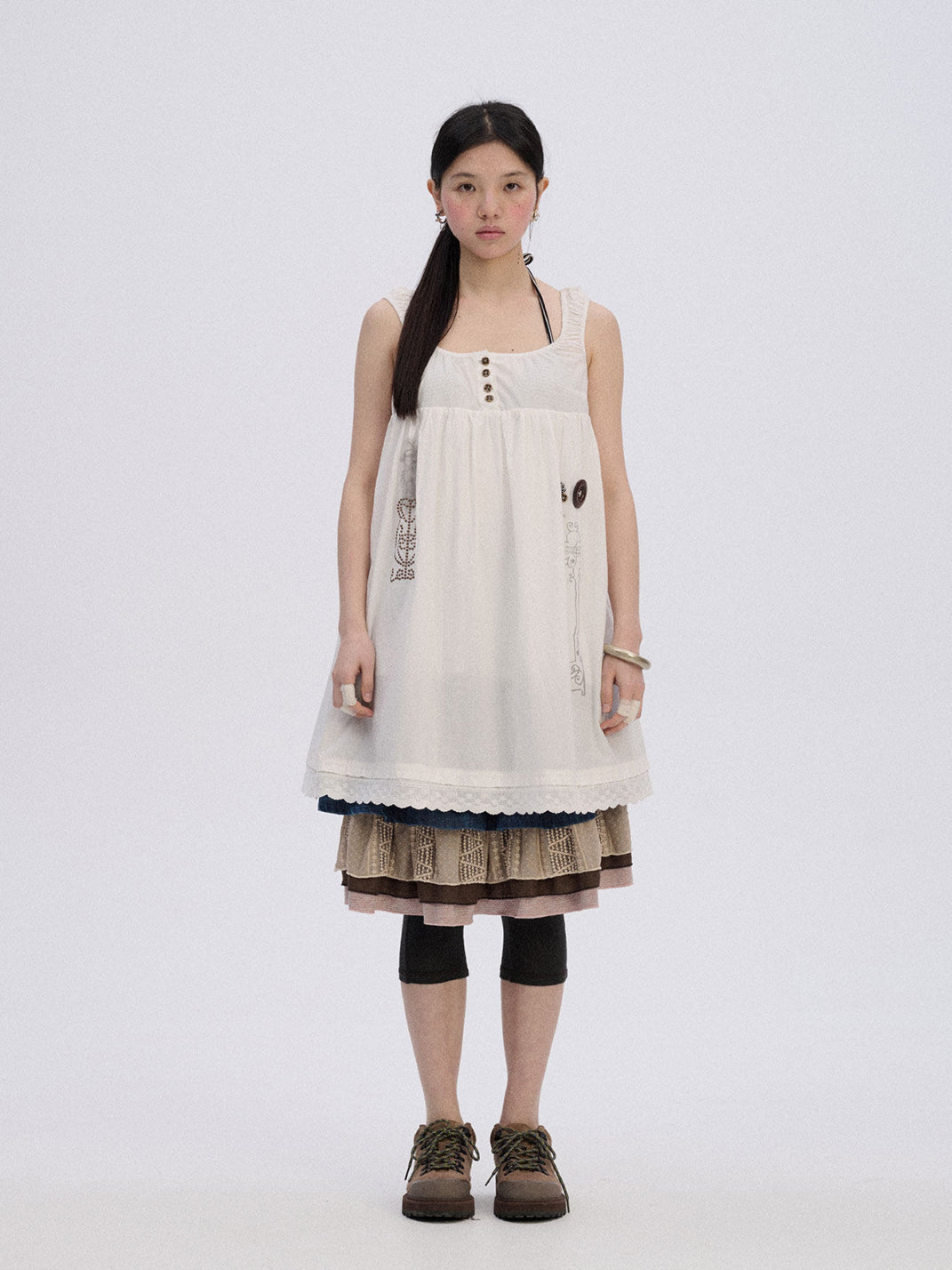 Embroidered Sleeveless Lace Dress