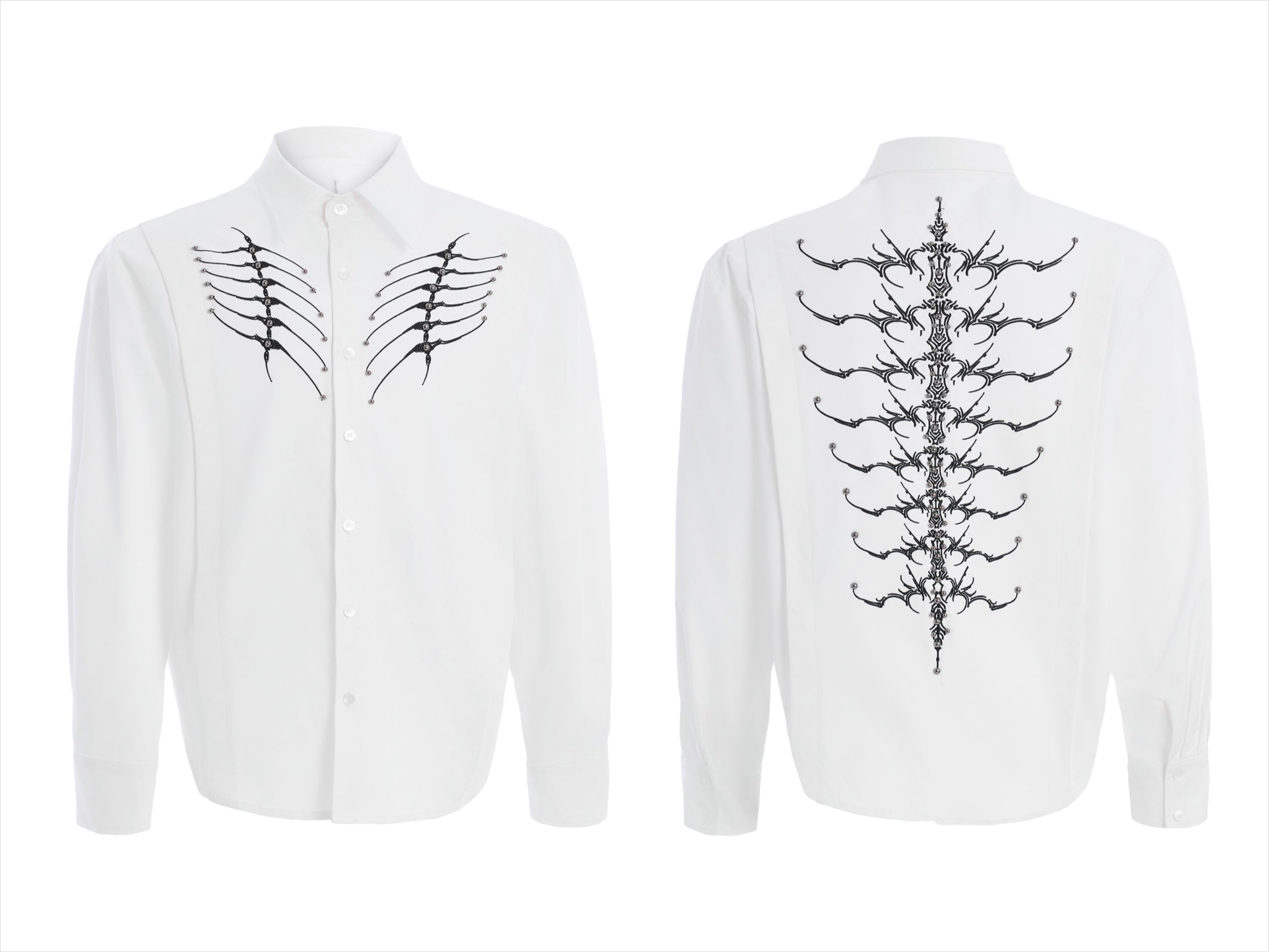 Crystal Chain Blue Button-Up Shirt