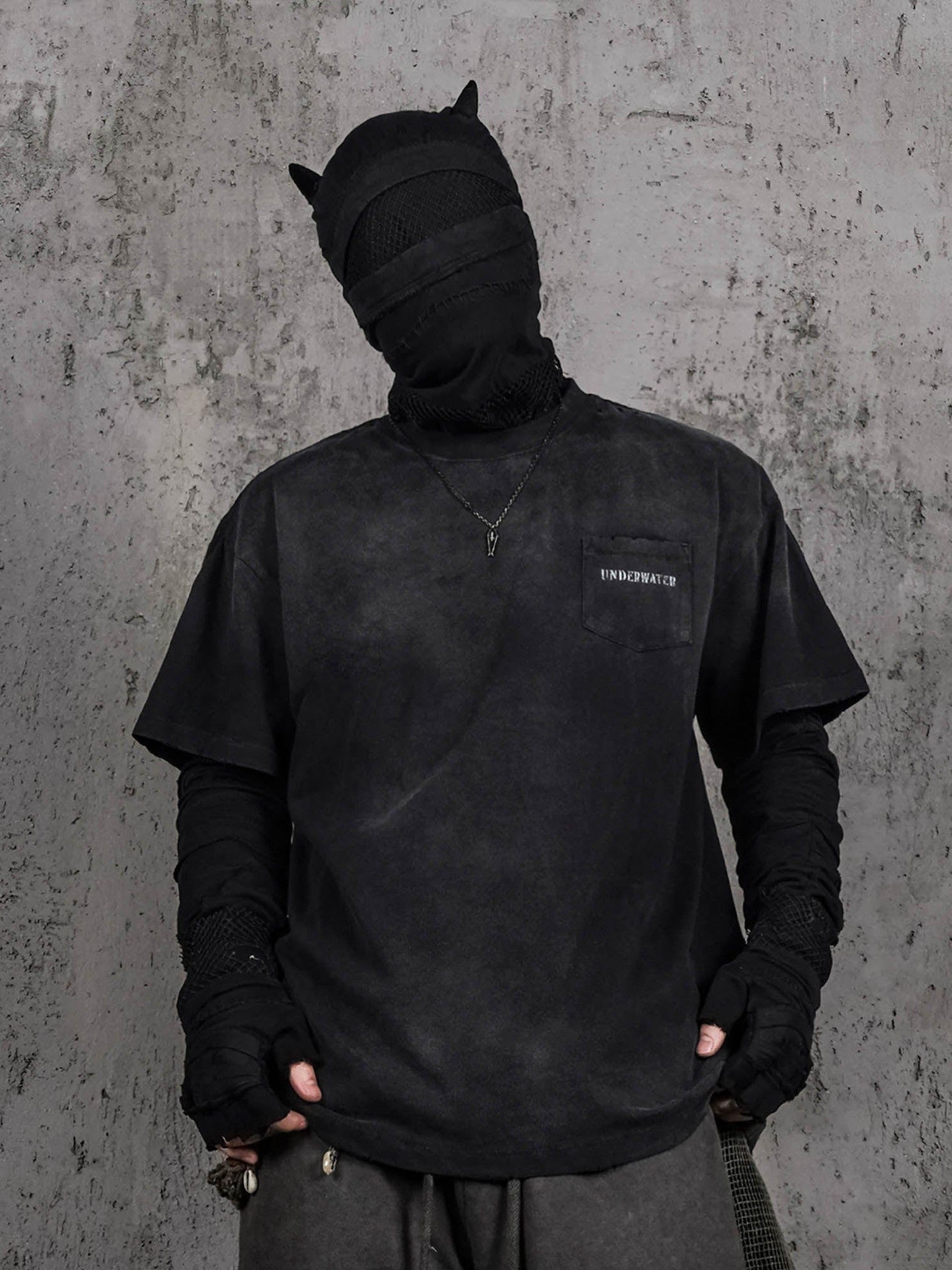 T-shirt de poche Black Techwear sous-marine