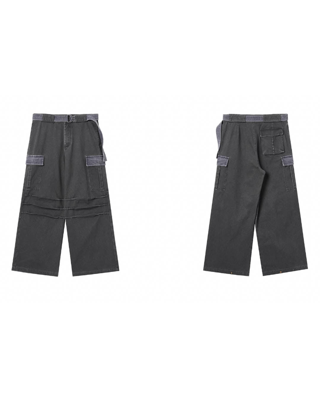 Jhyq contraste couleur pantalon de cargaison baggy plissé