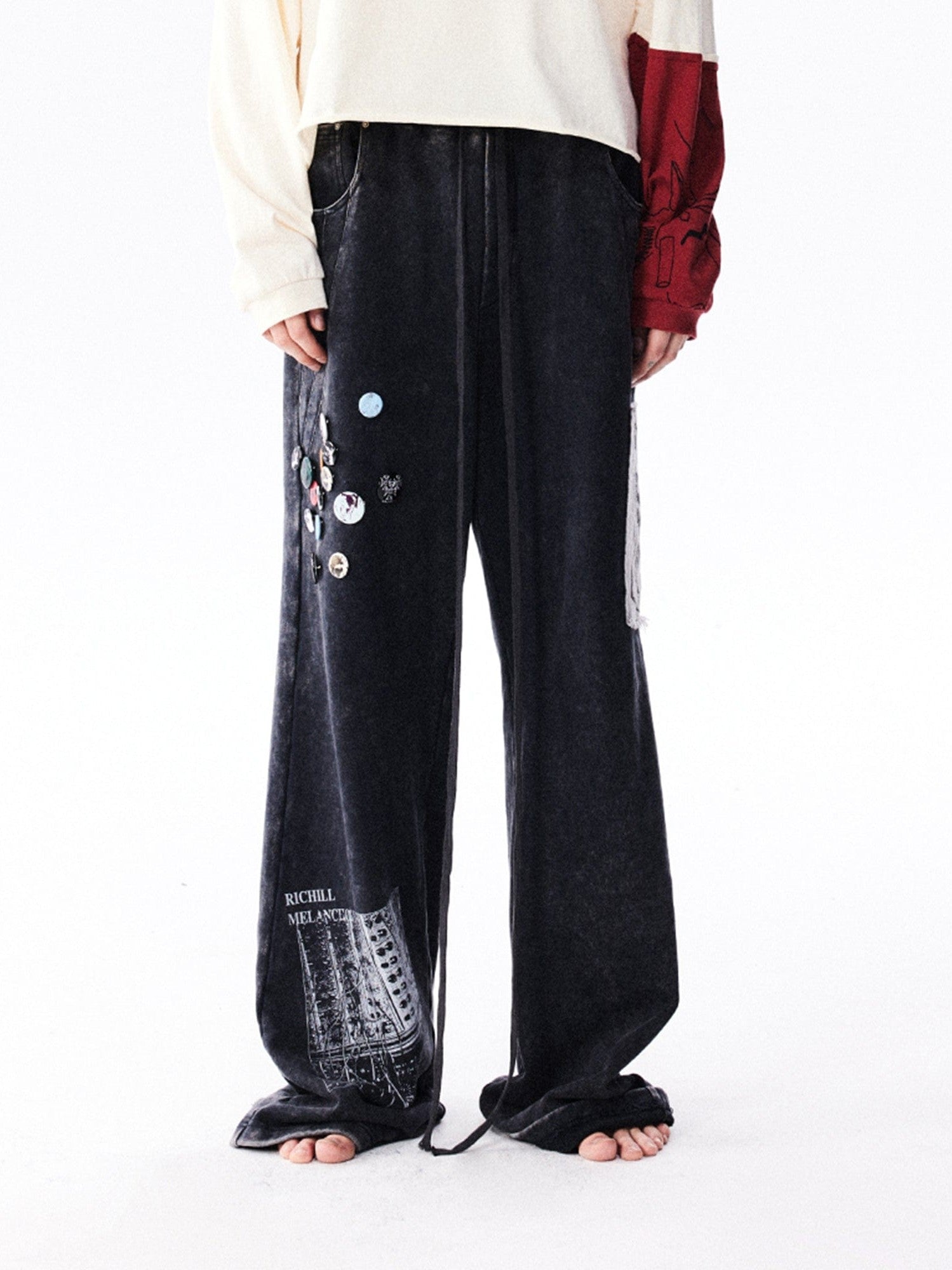 Badges d'épingle pantalon à jambes larges en velours