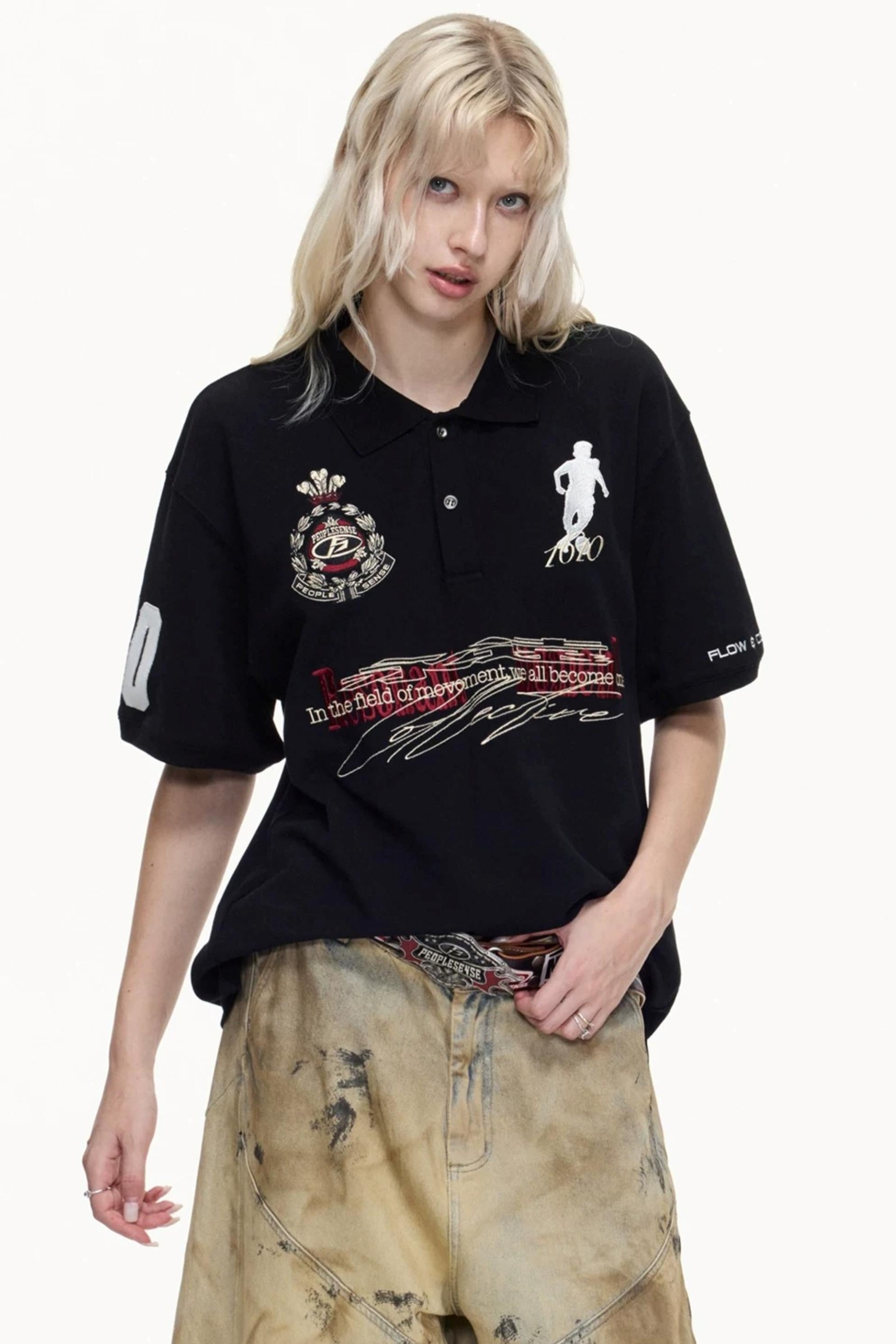 Men's Detachable Fur Collar Retro Polo Shirt