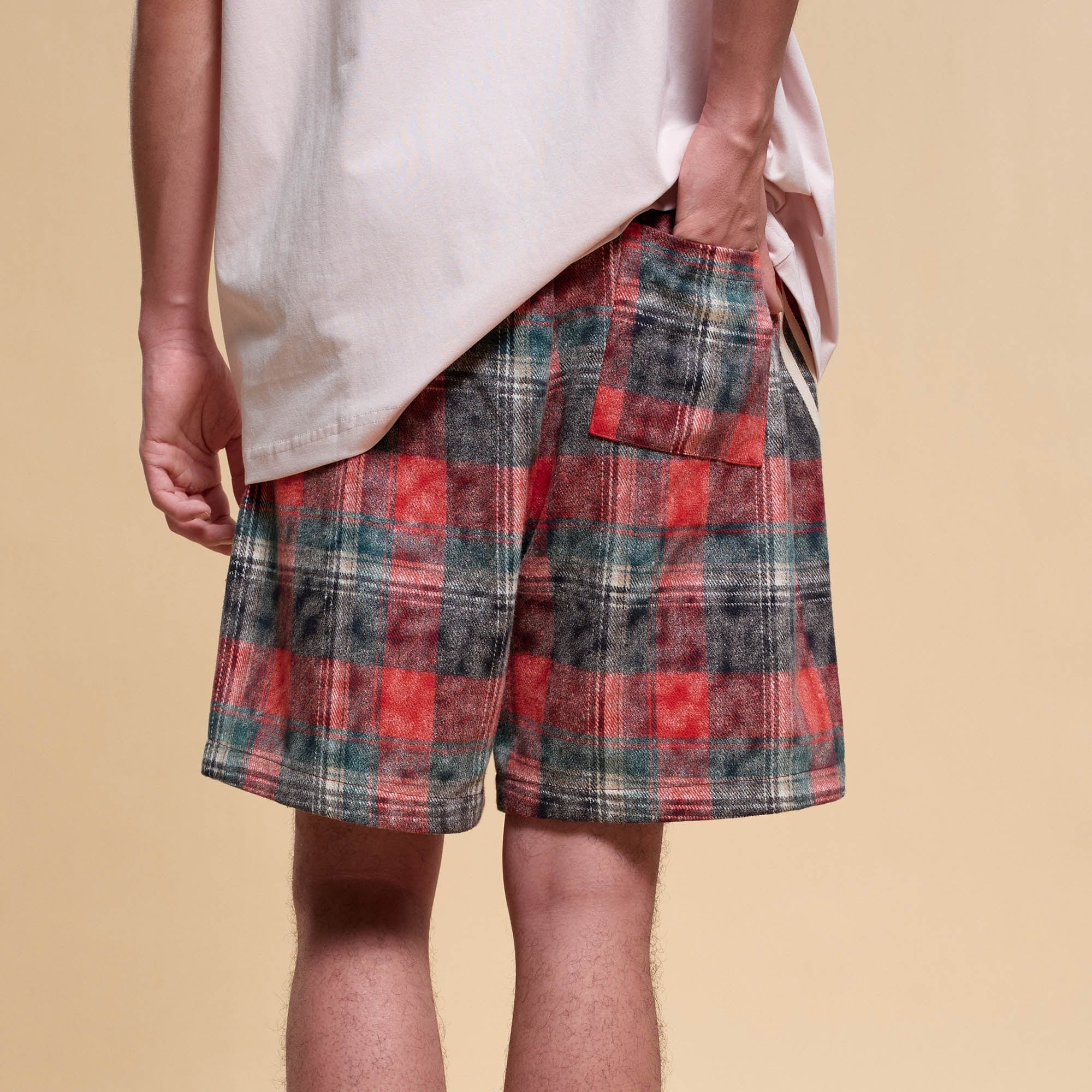 Plaid Draw String Track Shorts
