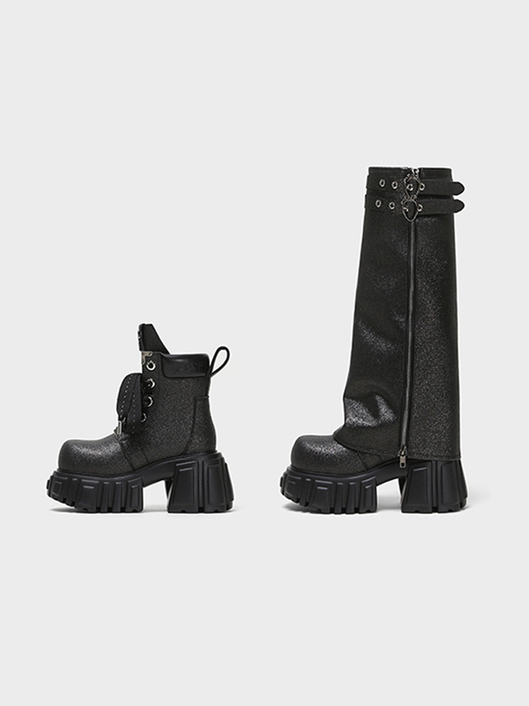 Black Starry Platform Martin Boots With Removable Shaft