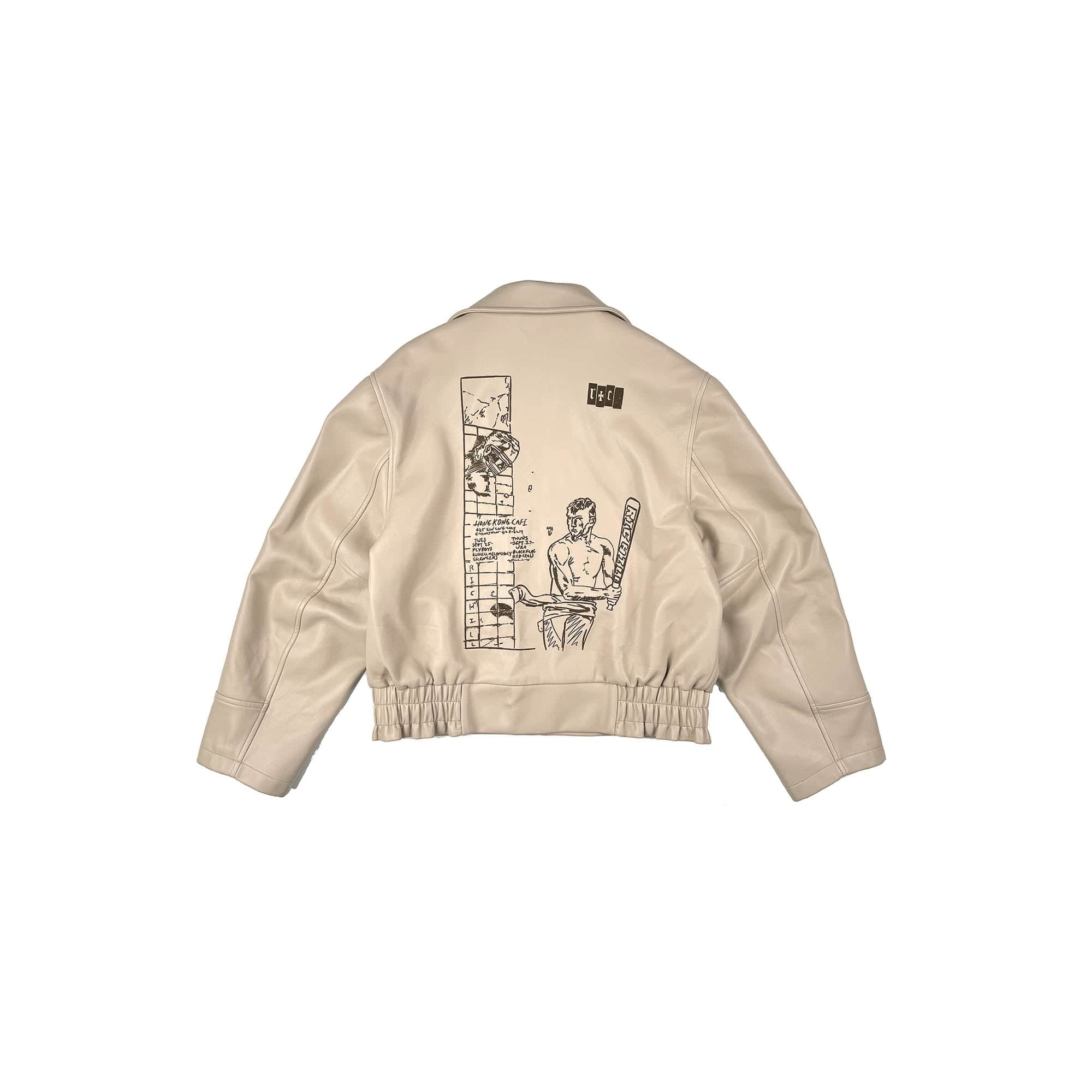 Veste de fumée en cuir crème