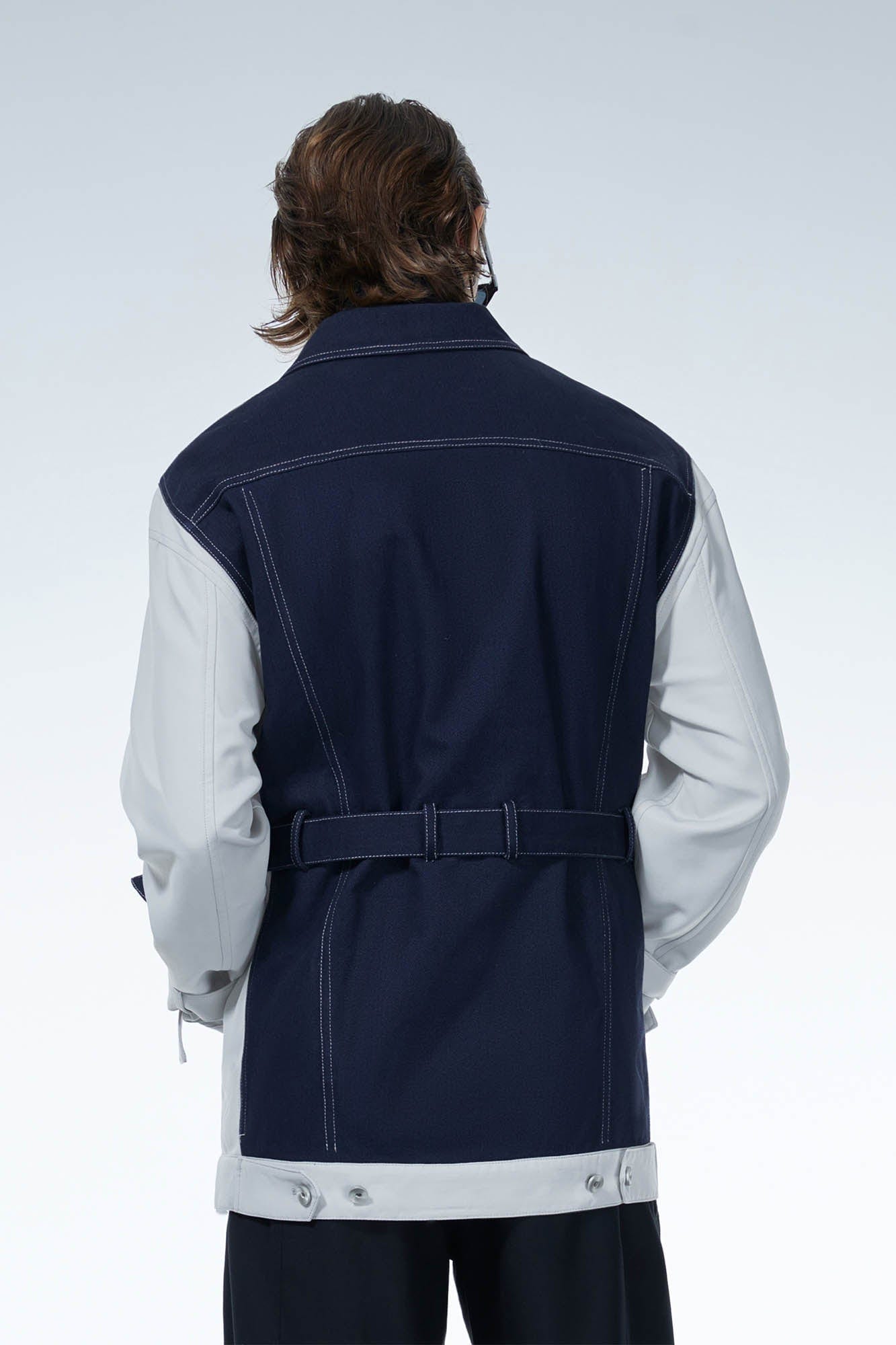 Colorblock Strappy Denim Jacket