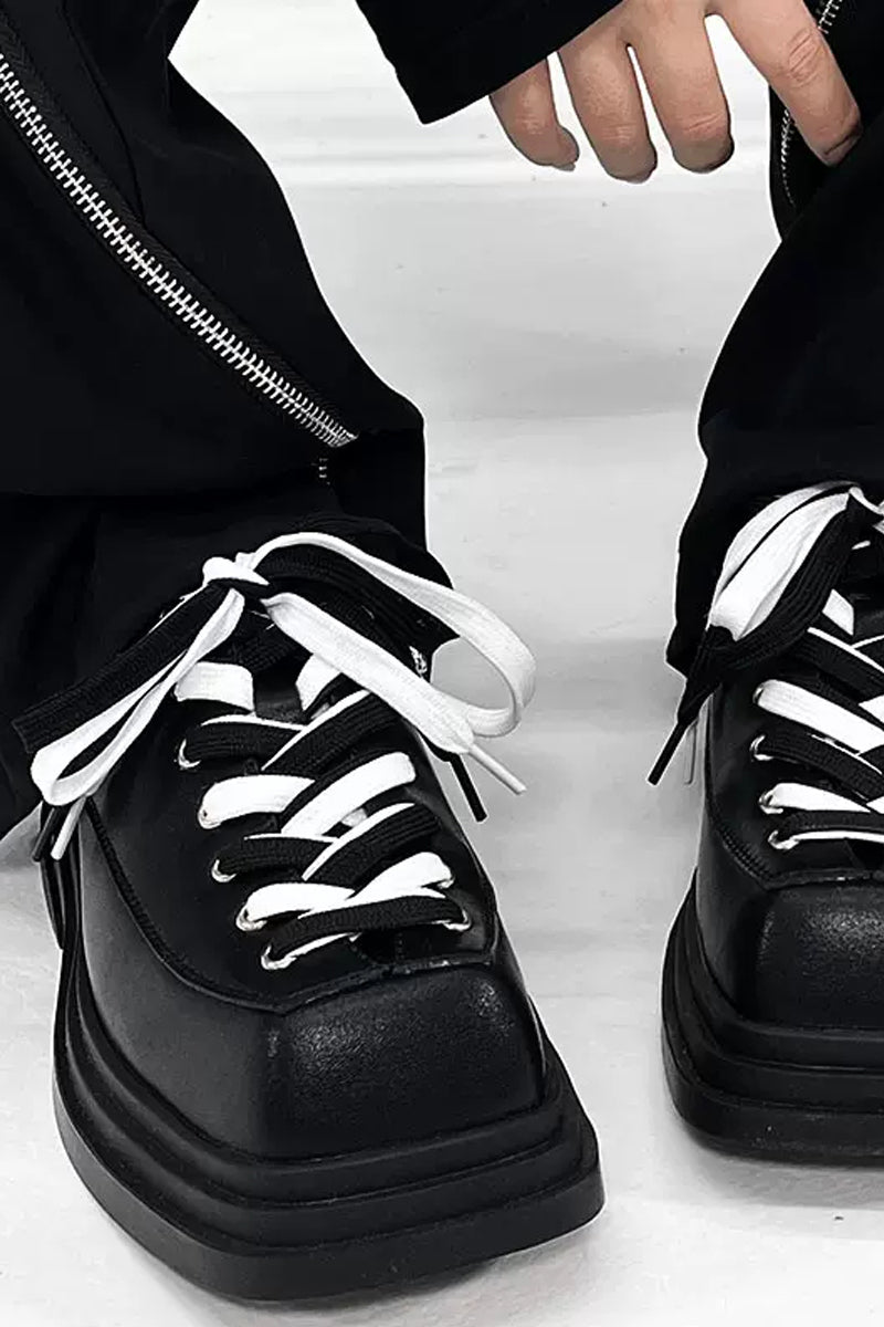Contrast Platform Chunky School Shoes