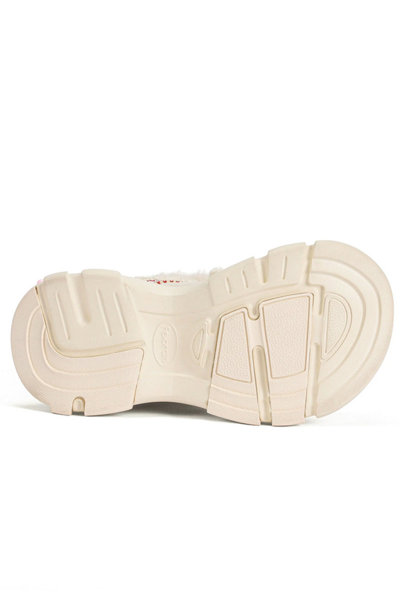 Furry Platform Snow Boots Cream