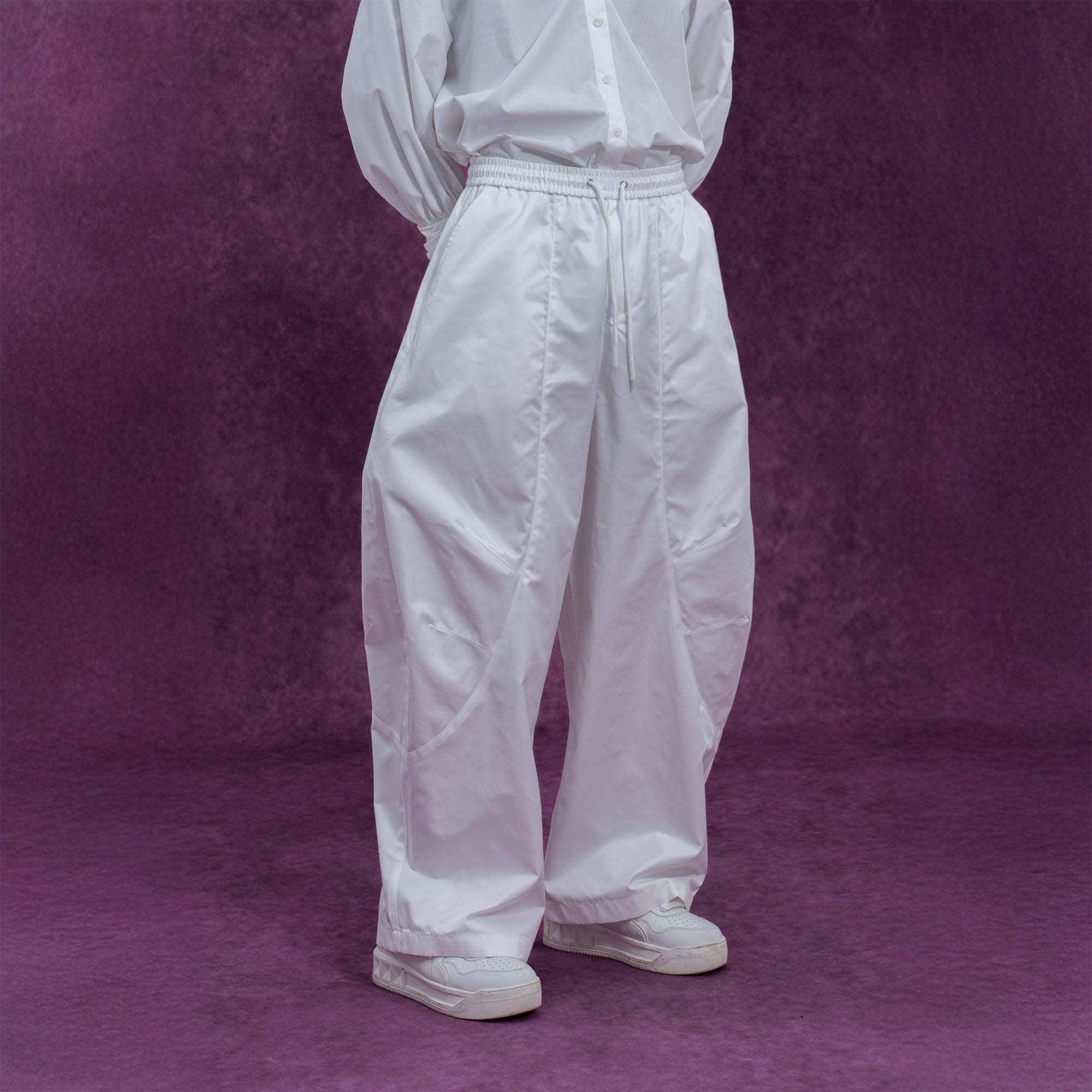 Curved Panel Relaxed Fit Drawstring Pants