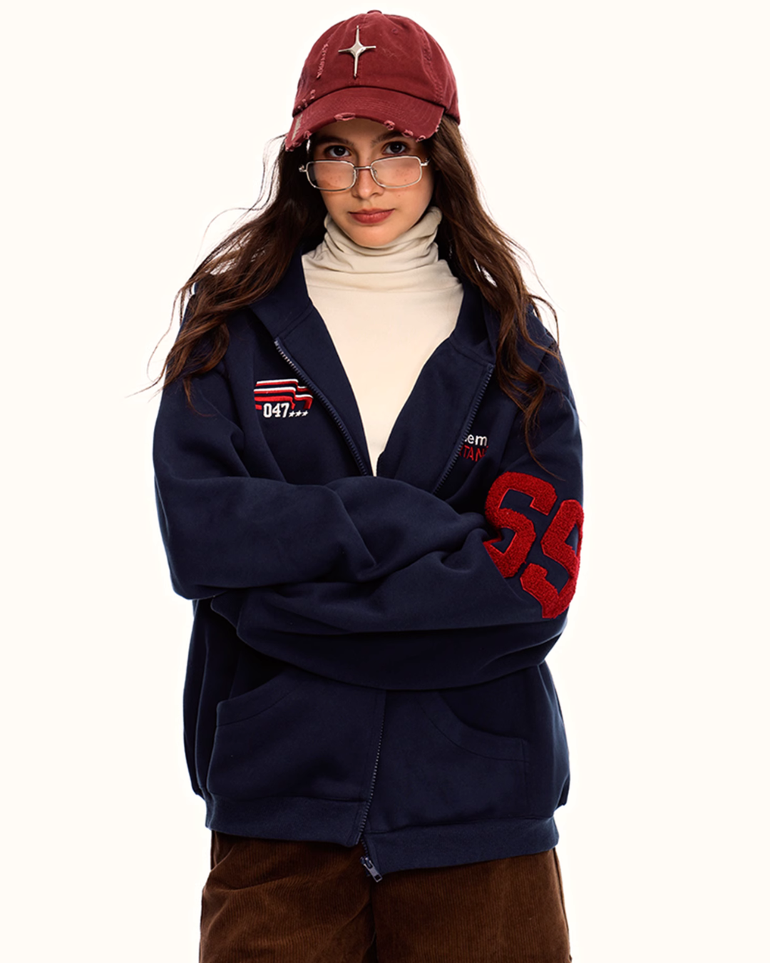 Unisex "Back Number" Zip Hoodie Jacket