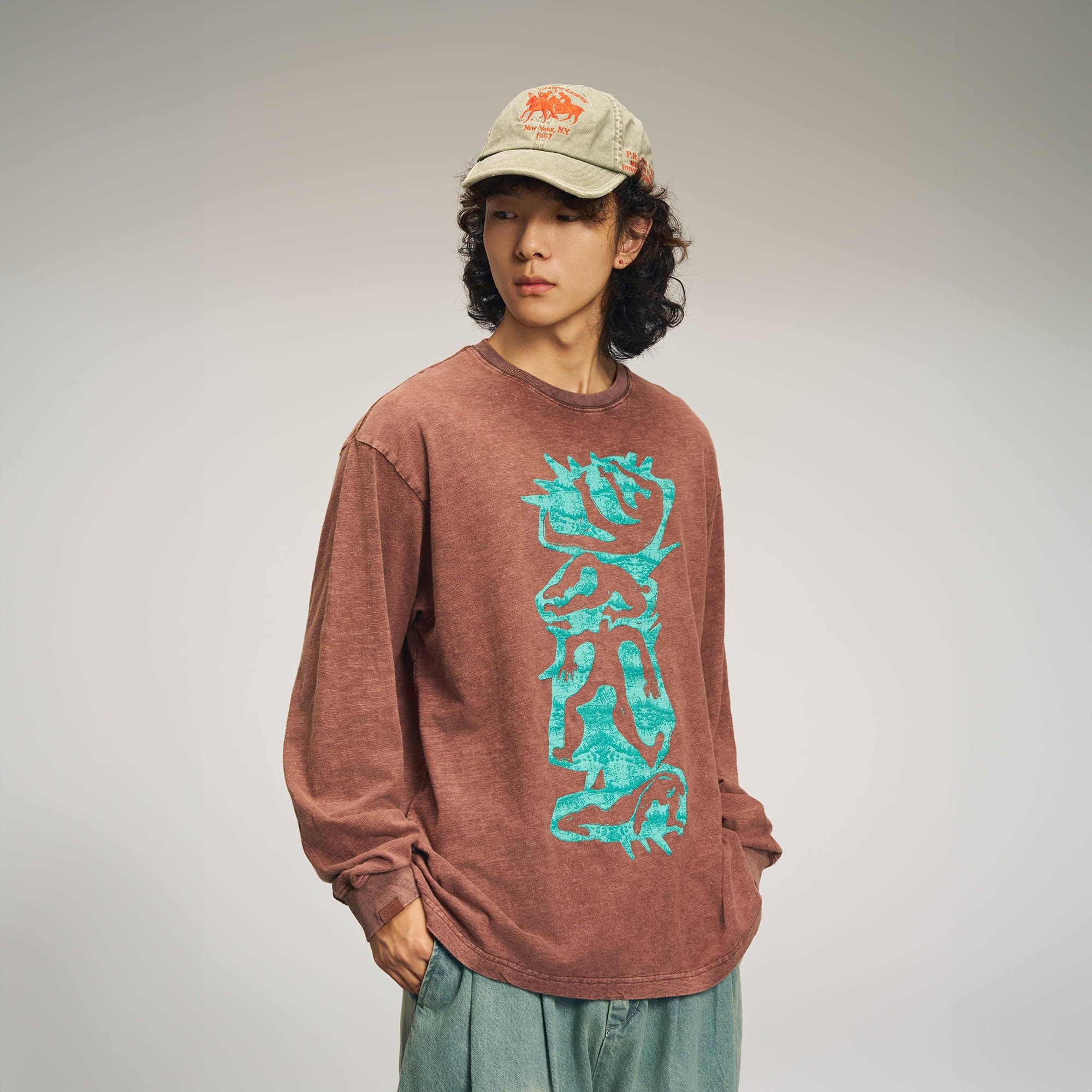 Camiseta de manga larga patinadora vintage