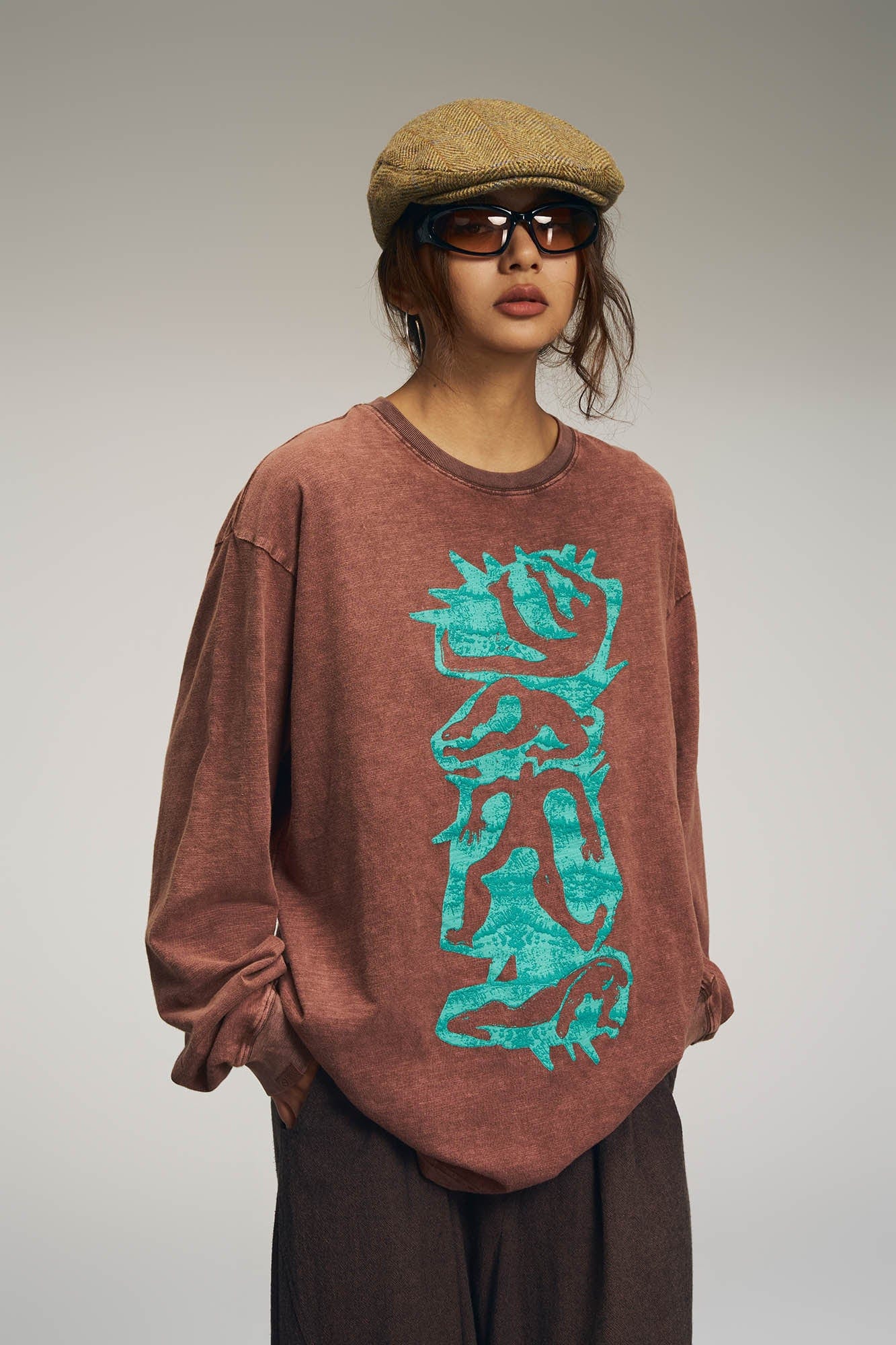 Camiseta de manga larga patinadora vintage