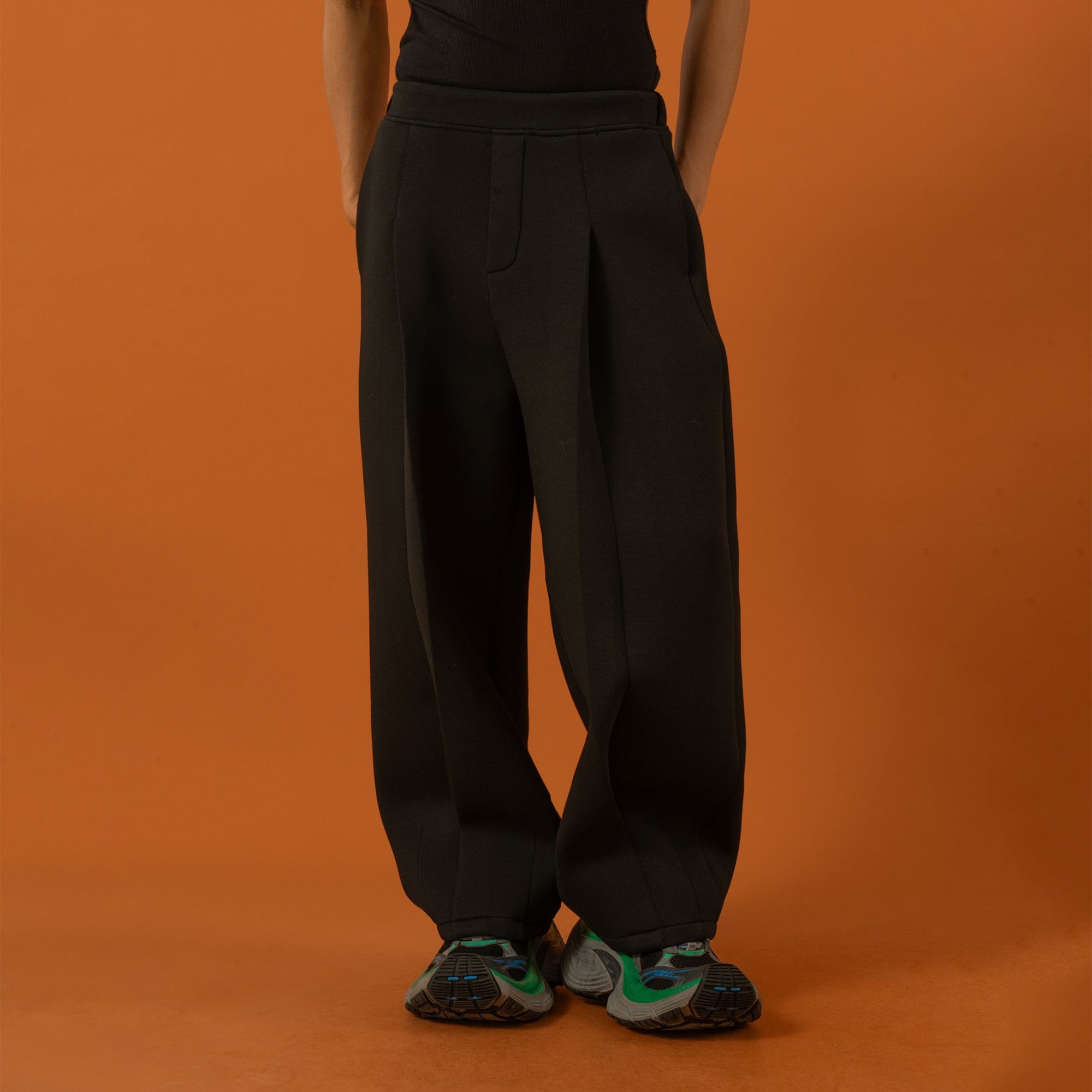 Wide Leg Pleated Crinkled Sweatpants