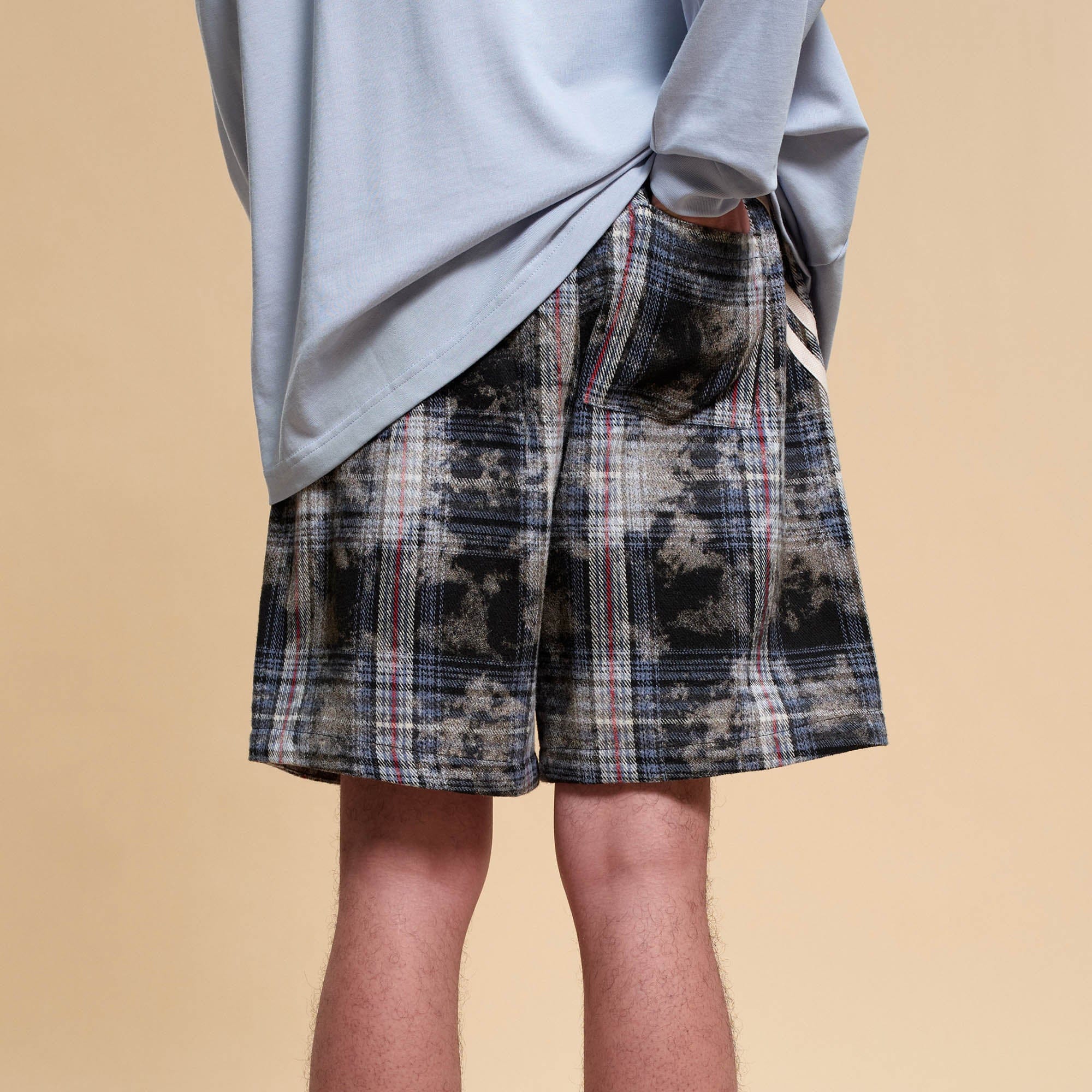 Plaid Draw String Track Shorts