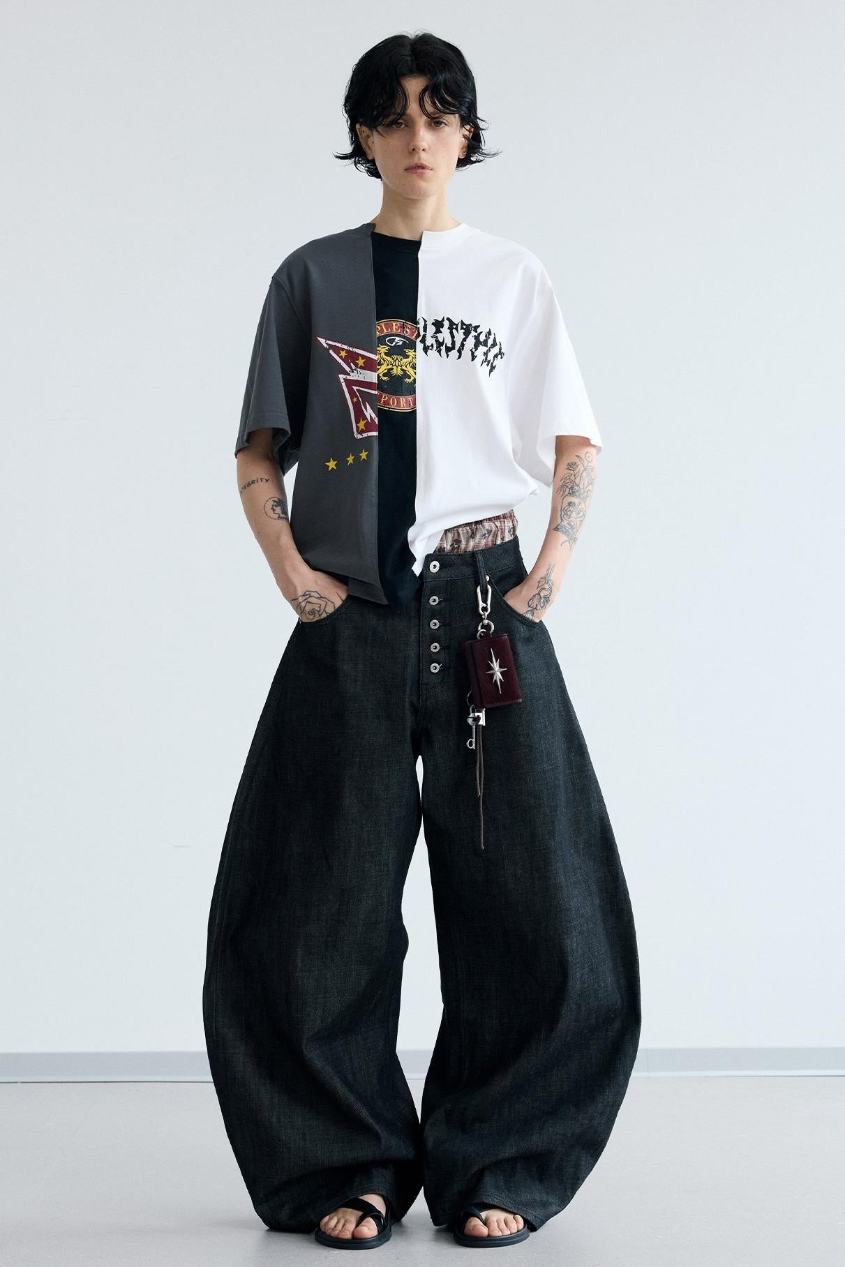 Men's Wide-Leg Curved Knife Jeans