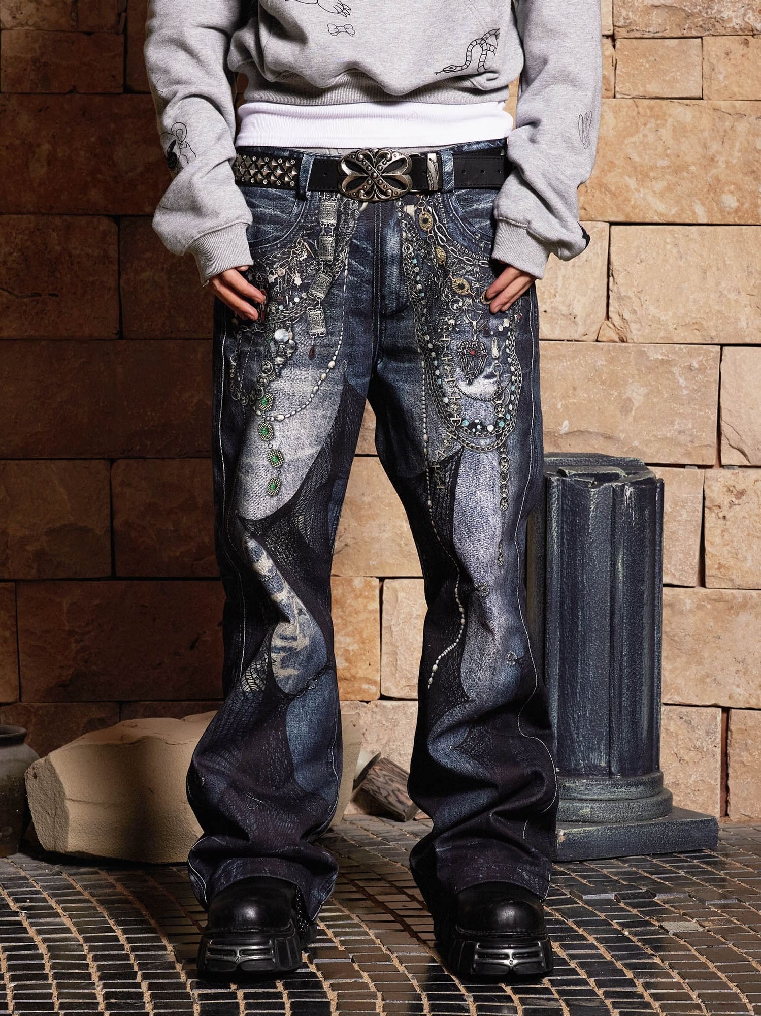 Gotische Kette gerade Jeans
