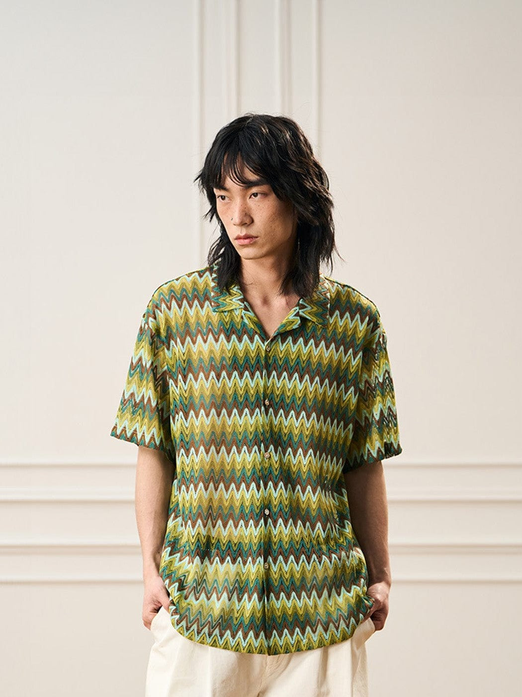 Chemise de camp de motif Chevron