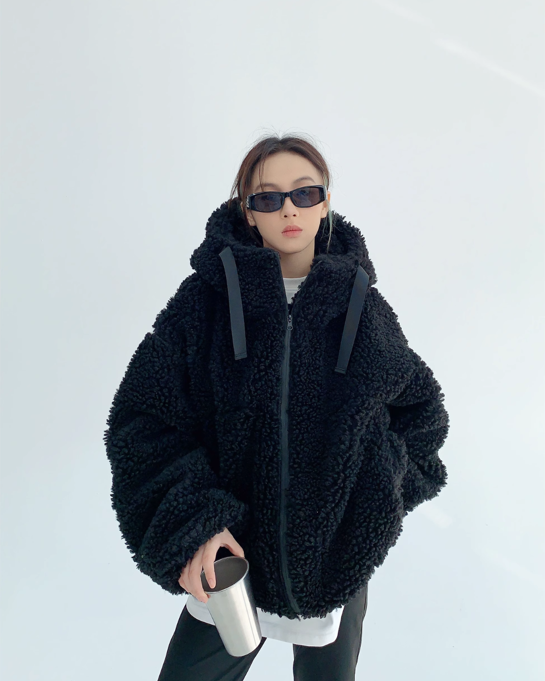 Midnight Plush Teddy Zip Hoodie