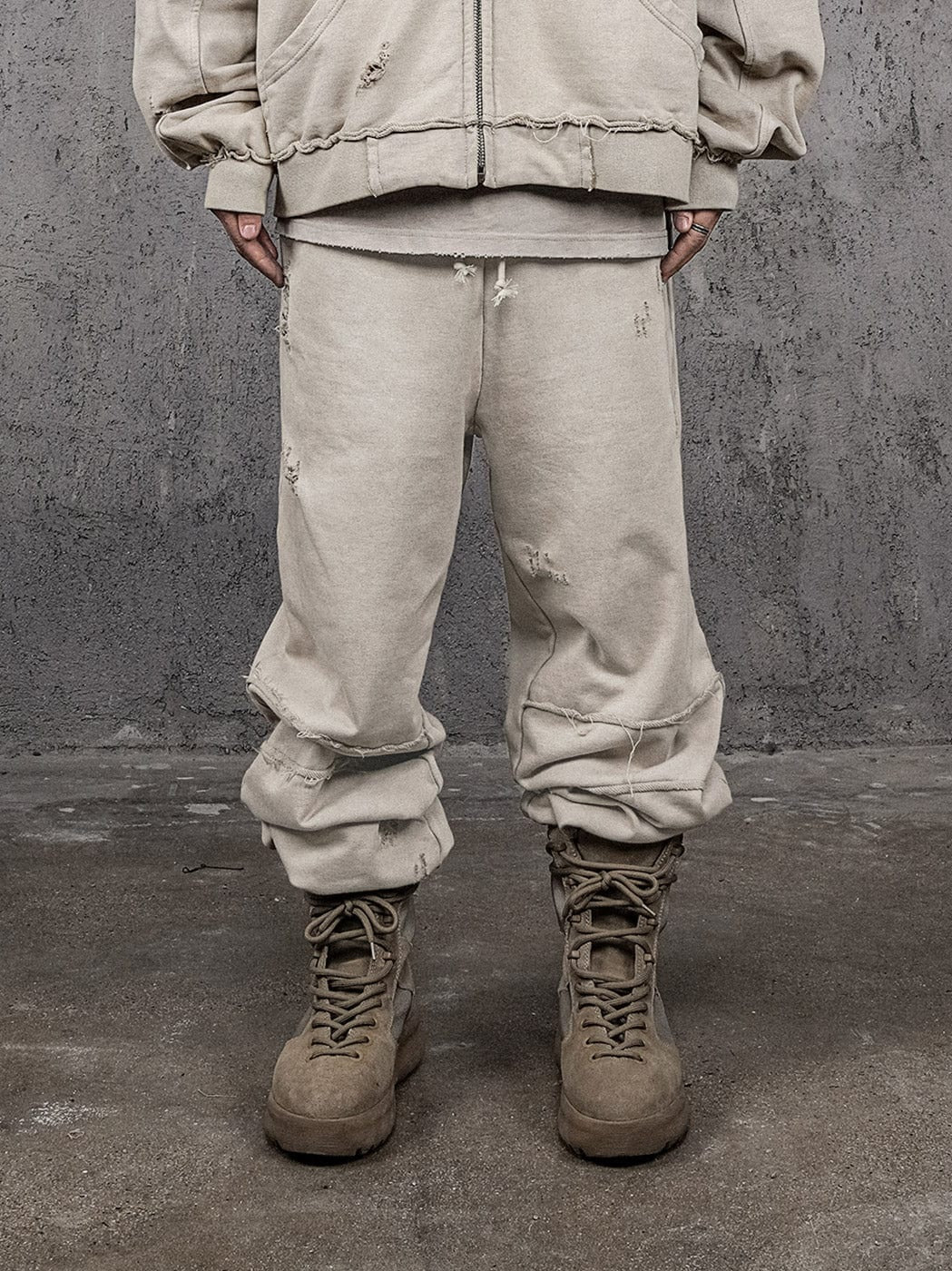 Distressed Spliced Sweatpants