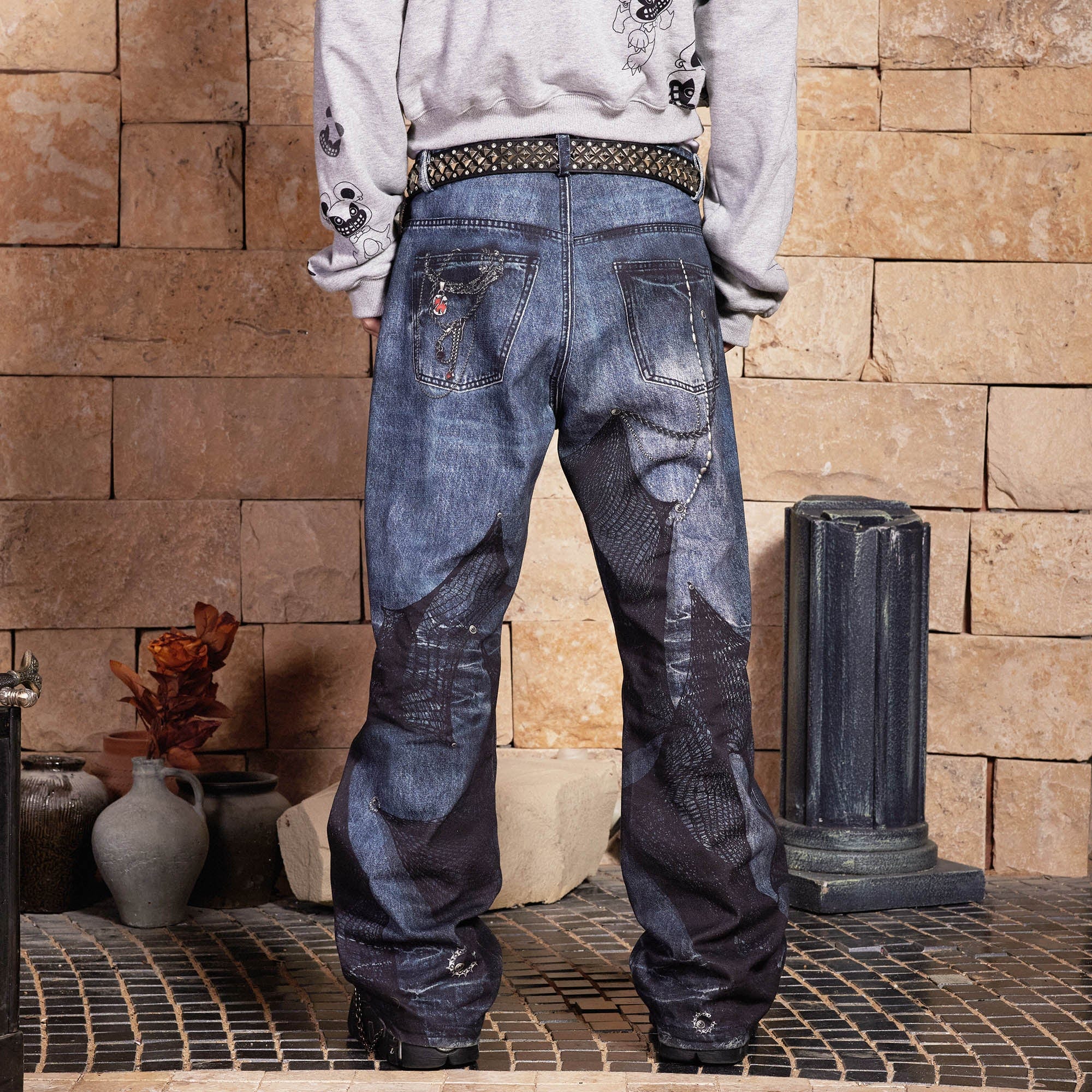Gotische Kette gerade Jeans