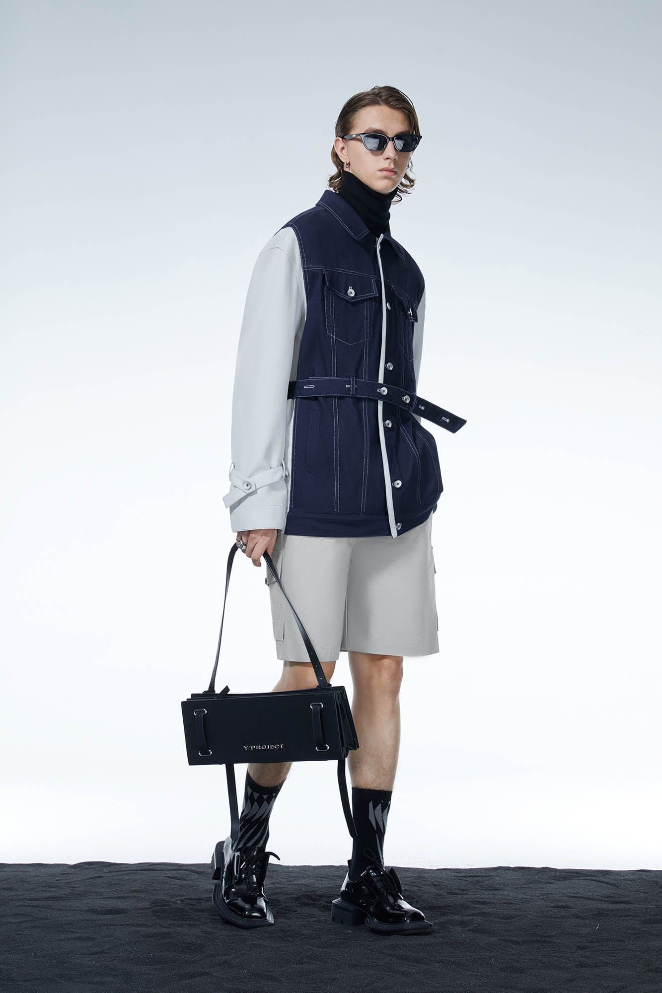 Colorblock Strappy Denim Jacket