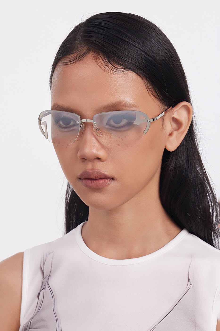 Mechanical-Brow Gradient Oval Sunglasses - view 4