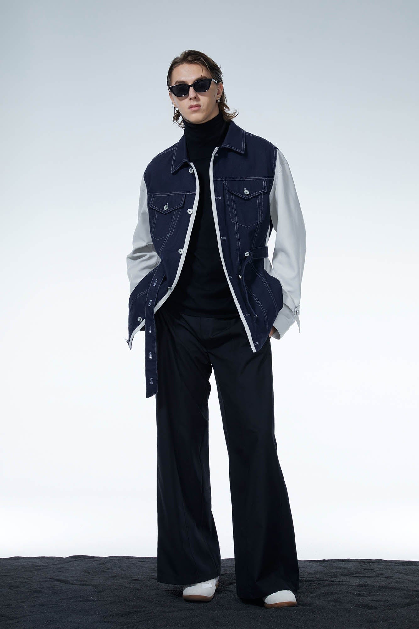 Colorblock Strappy Denim Jacket