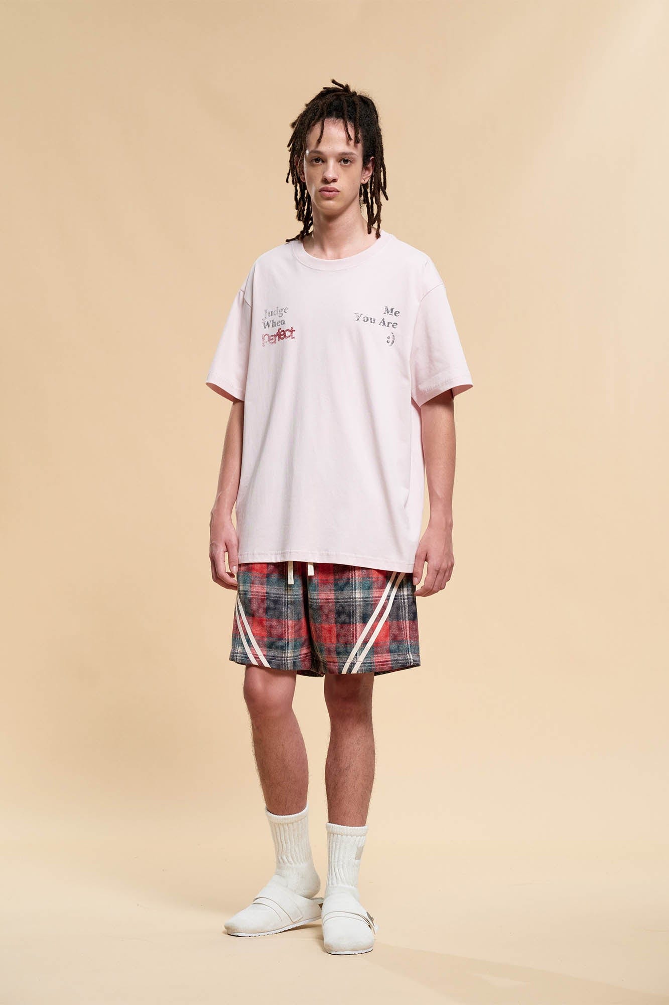 Plaid Draw String Track Shorts