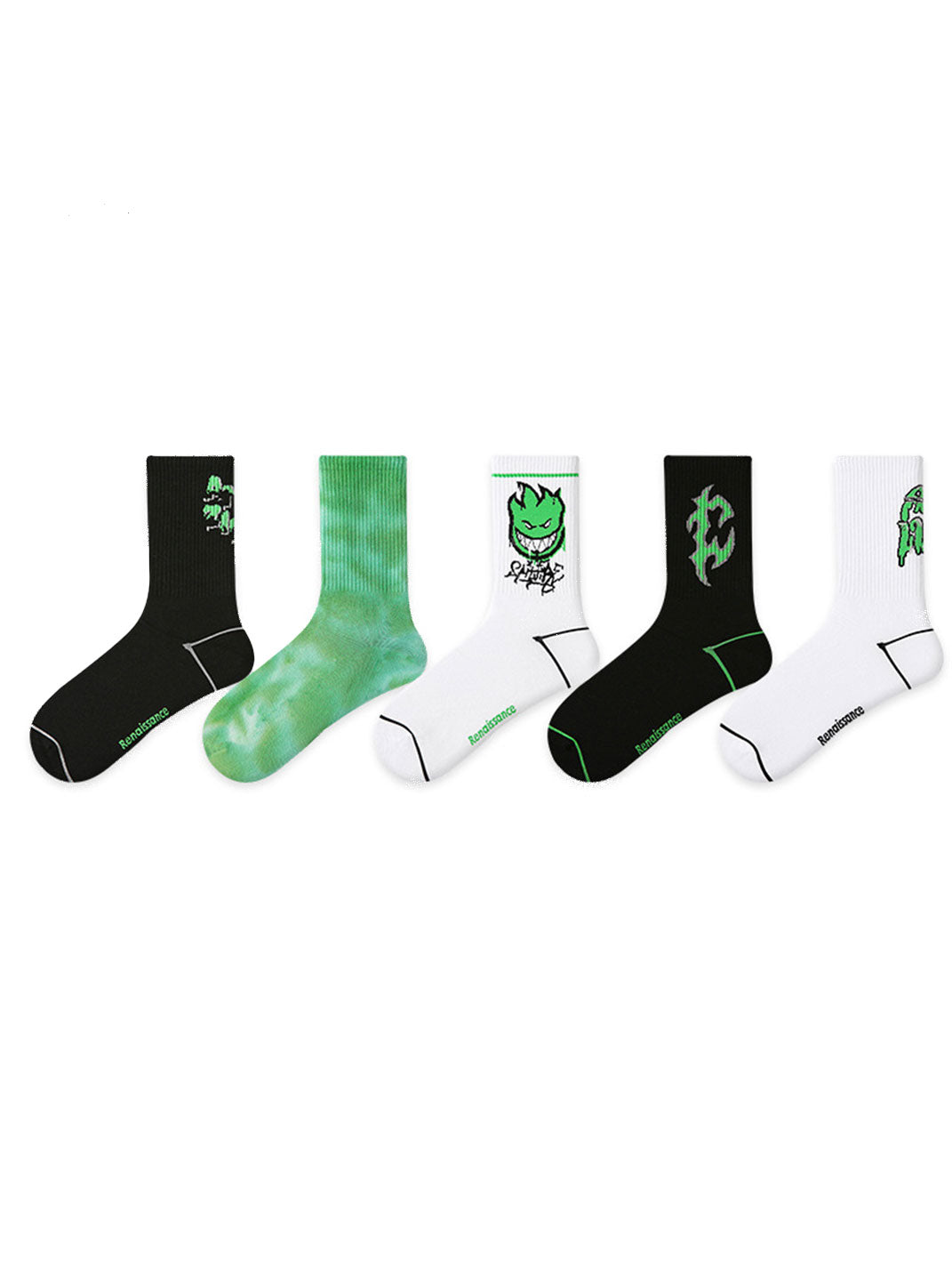 5 Pack Streetwear Letter Graffiti Basketball Socks