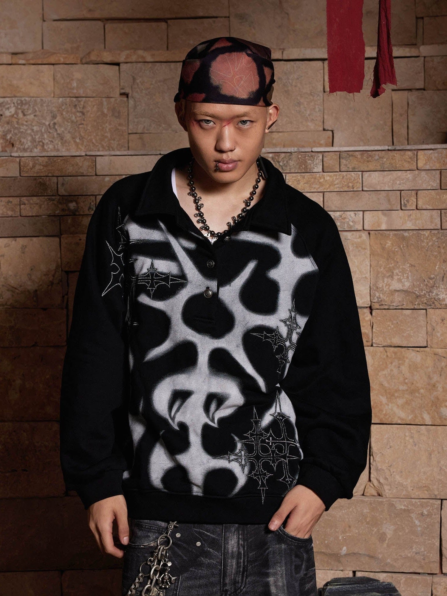 Gothic Cross Polo Sweatshirt