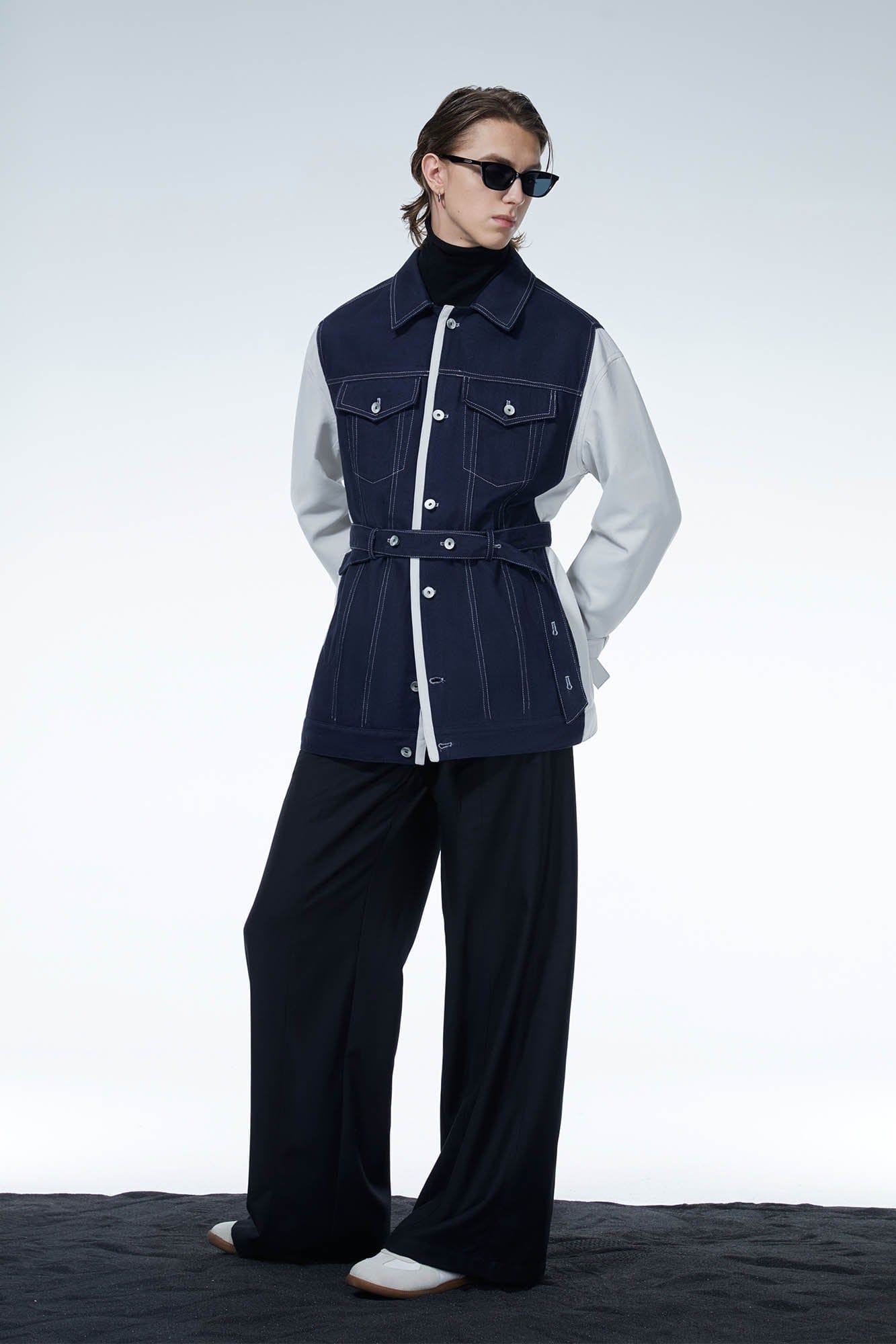 Colorblock Strappy Denim Jacket