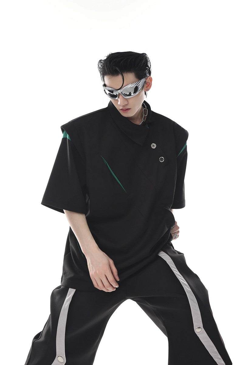 Polo Shirt with Irregular Design - chiclara