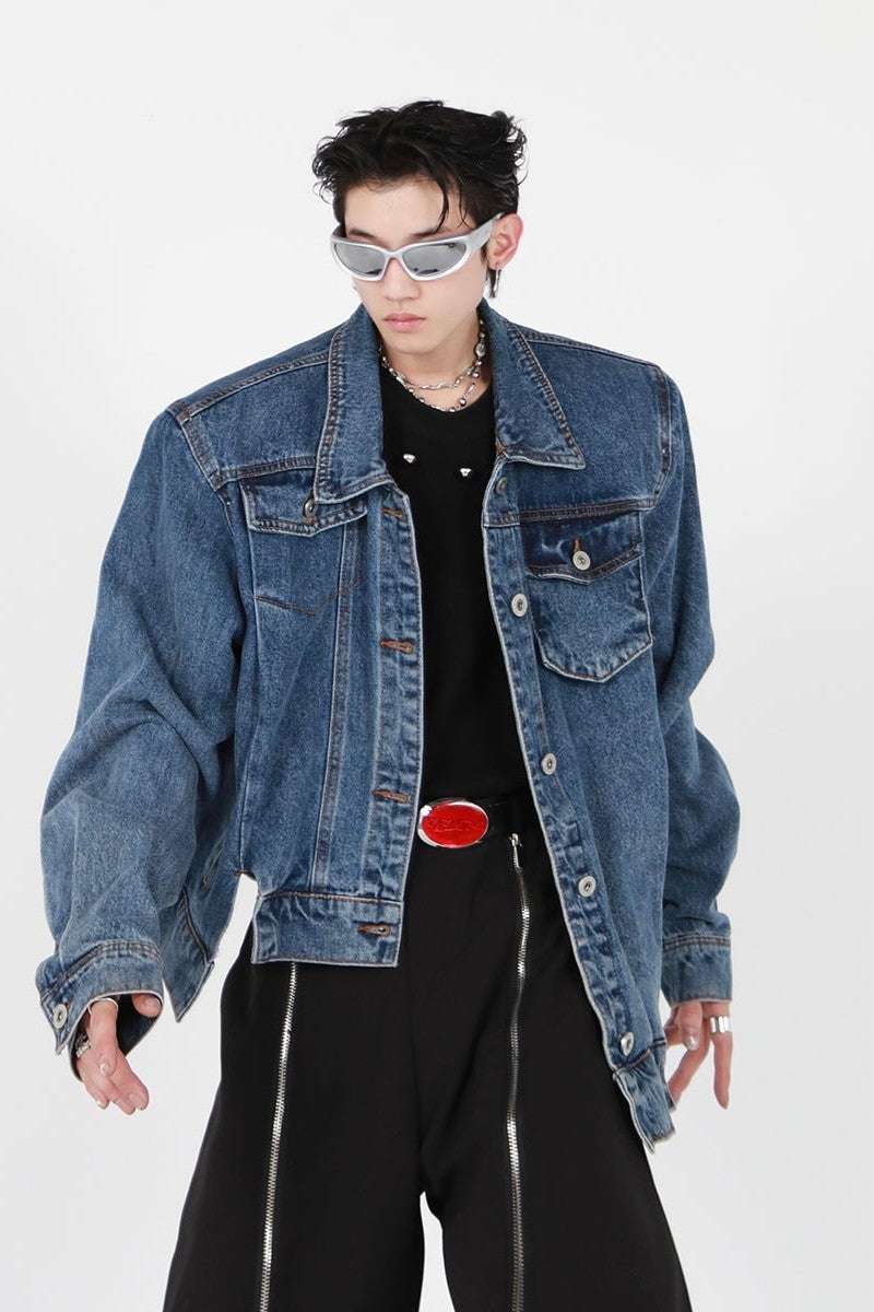 Denim Jacket with Irregular Design - chiclara