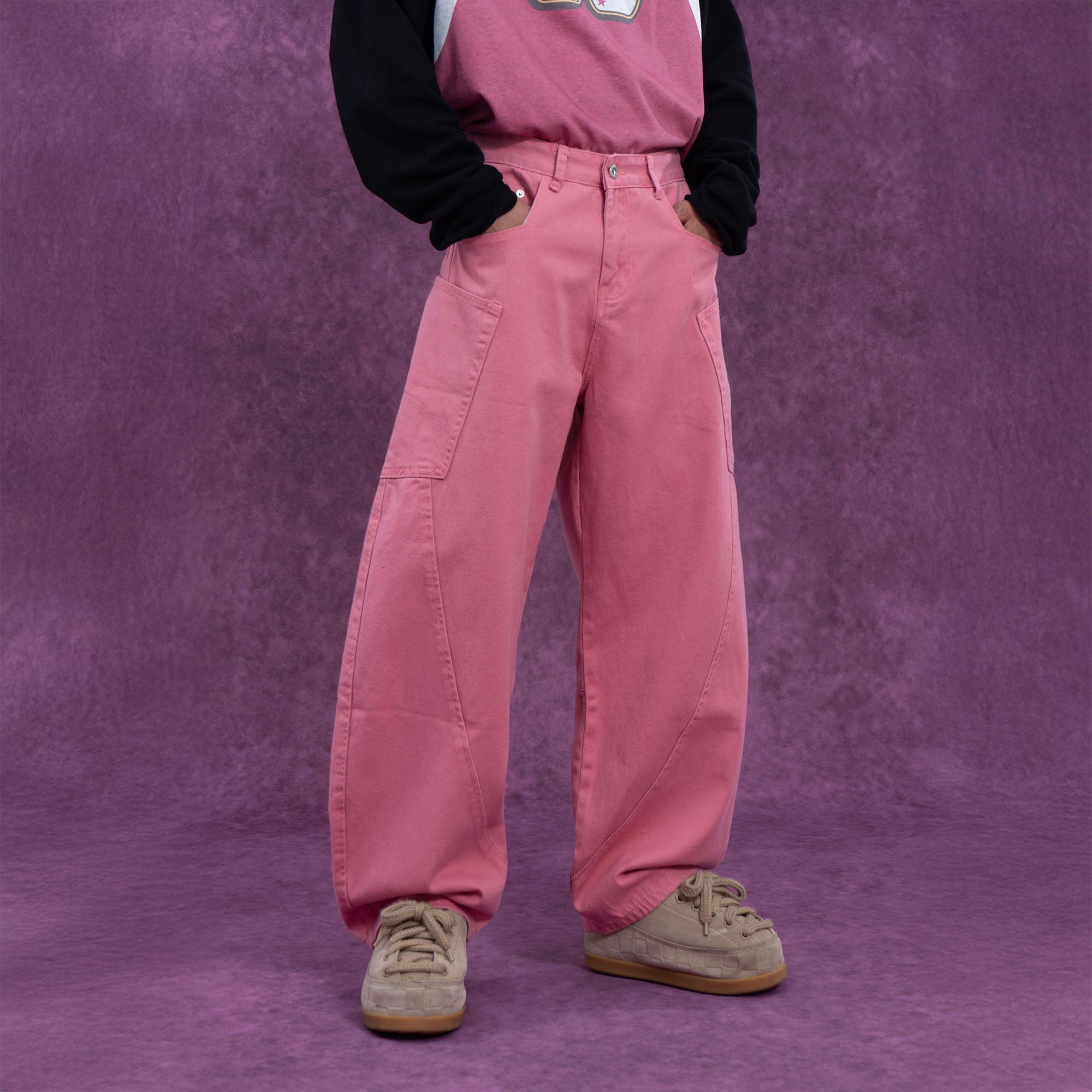 Pink Utility Wide-Leg Pants