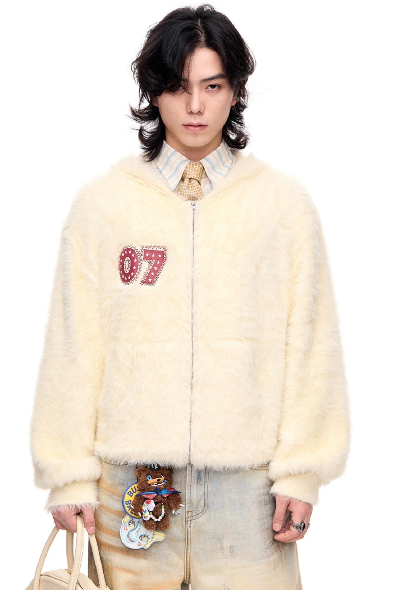 Men's Embroidered Loose Hooded Cardigan