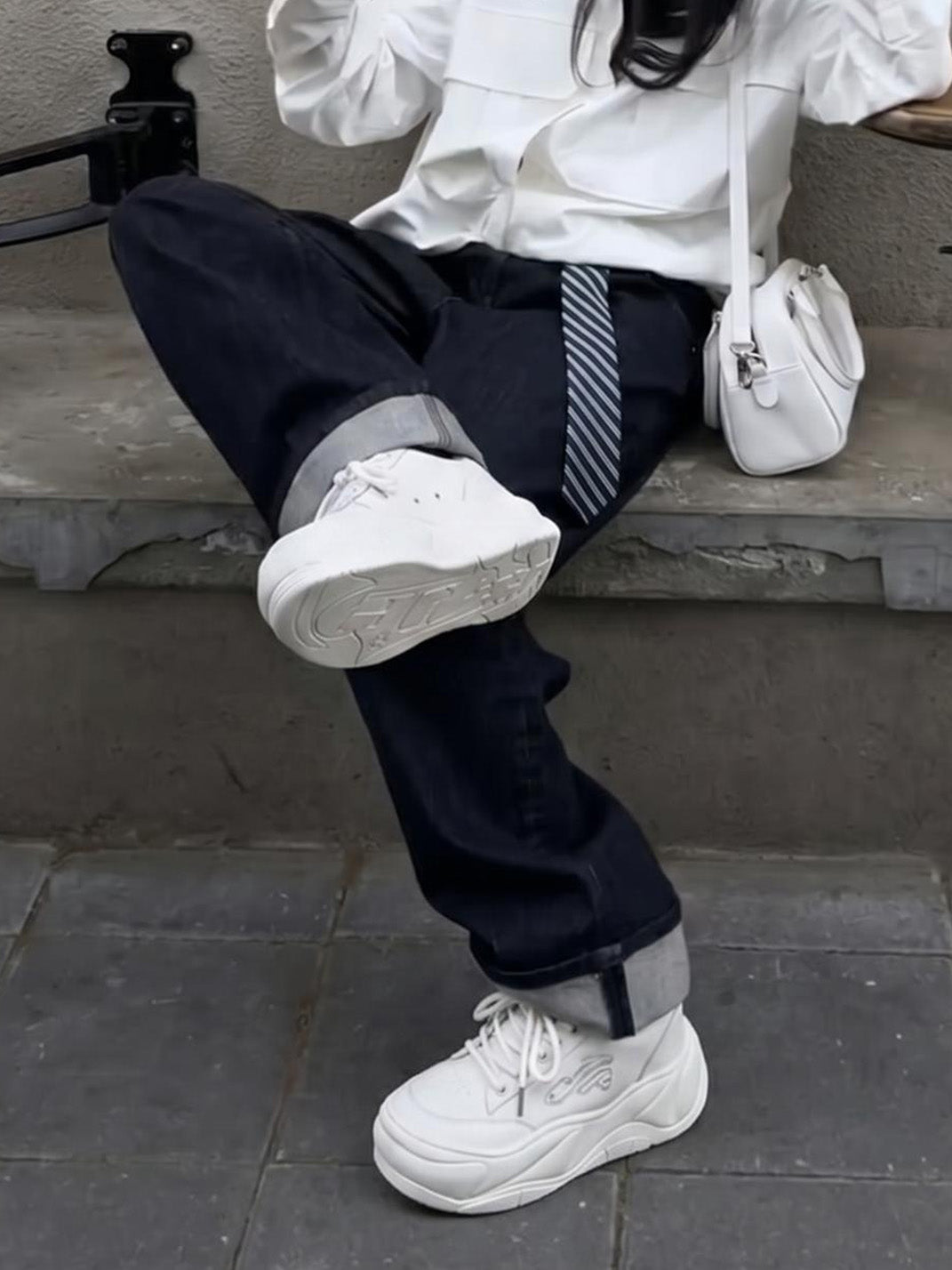 Wifi 2.0 Wave Leather Platform Shoes White
