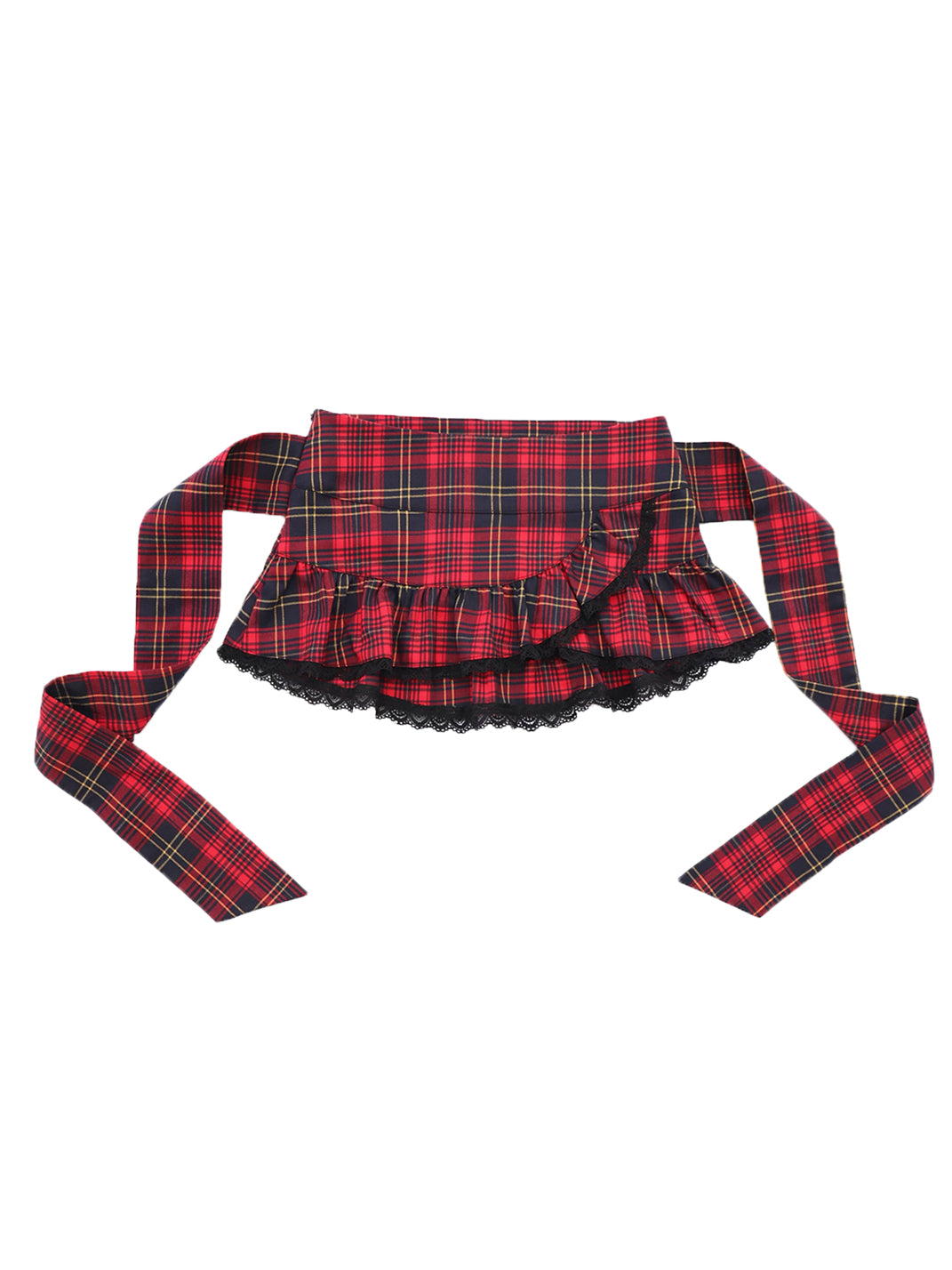 Low-waist Tie Strap Red Plaid Skirt