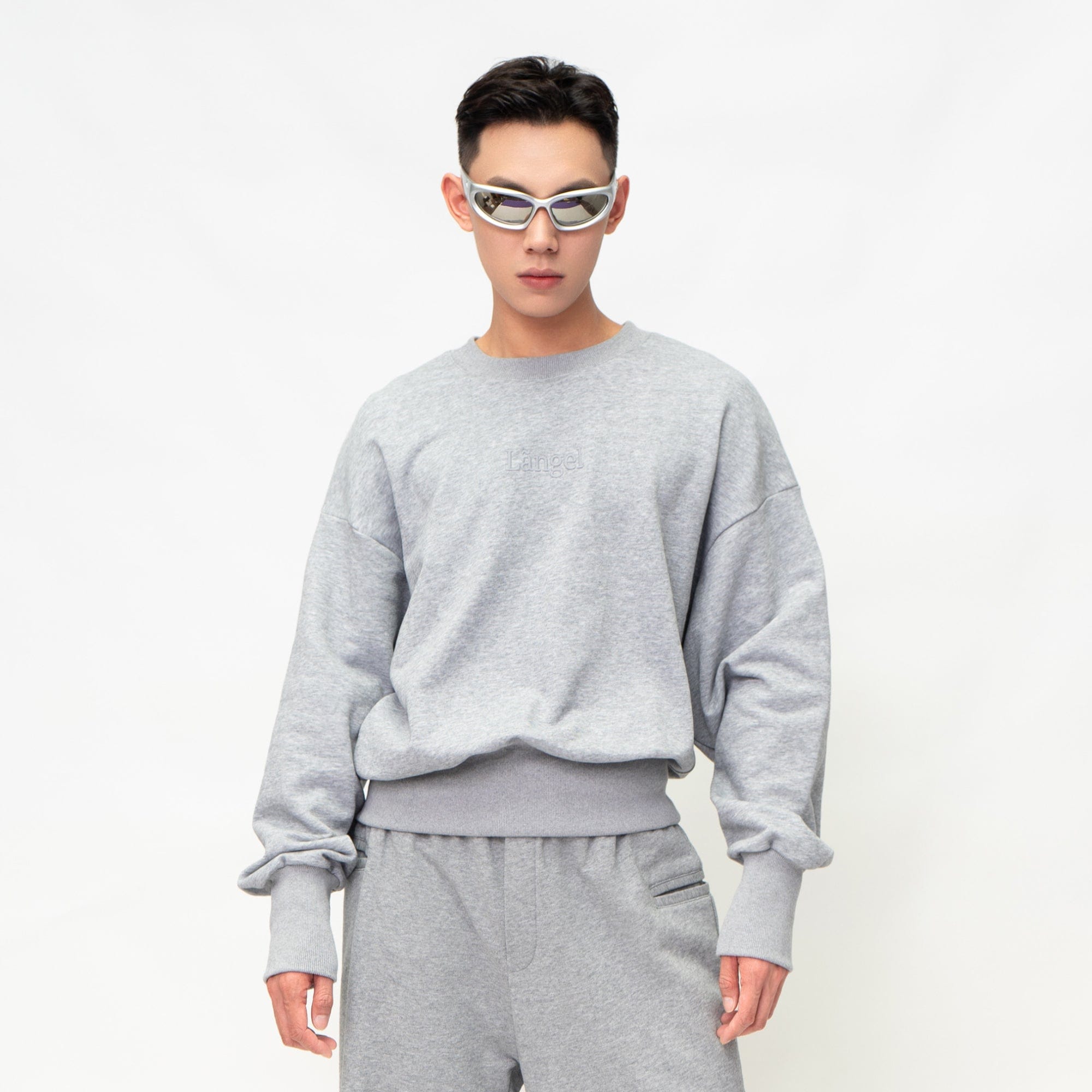 Grey Sweatshirt with Angel Wings Details on the Back