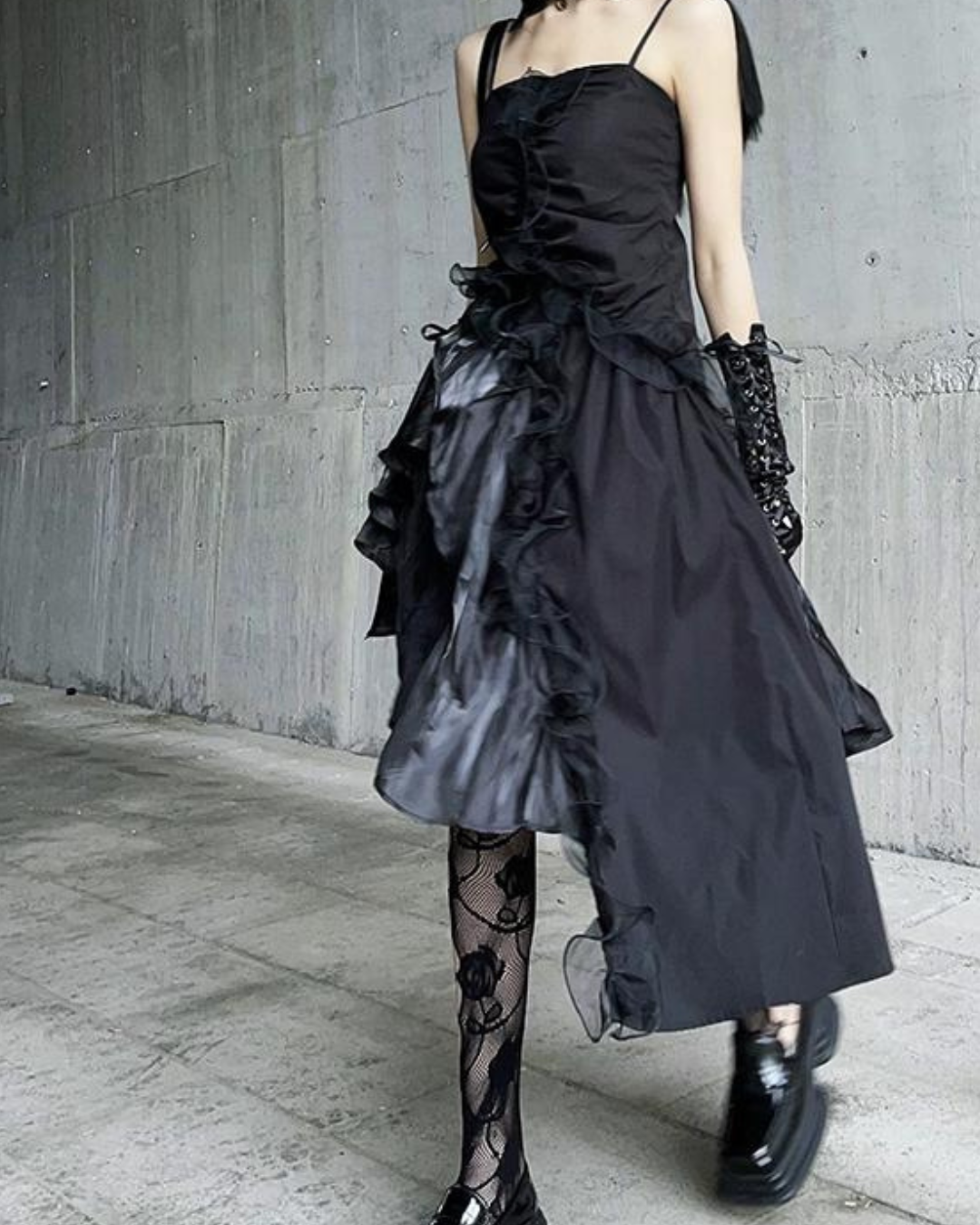Dark Ruffle Party Dress
