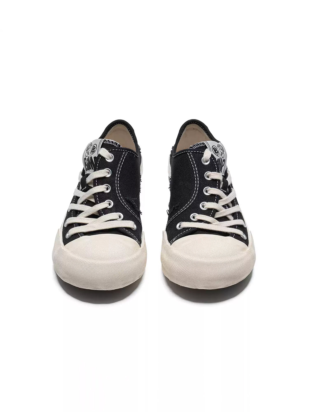 Layered-Sole Distressed Black Canvas Sneakers - view 7