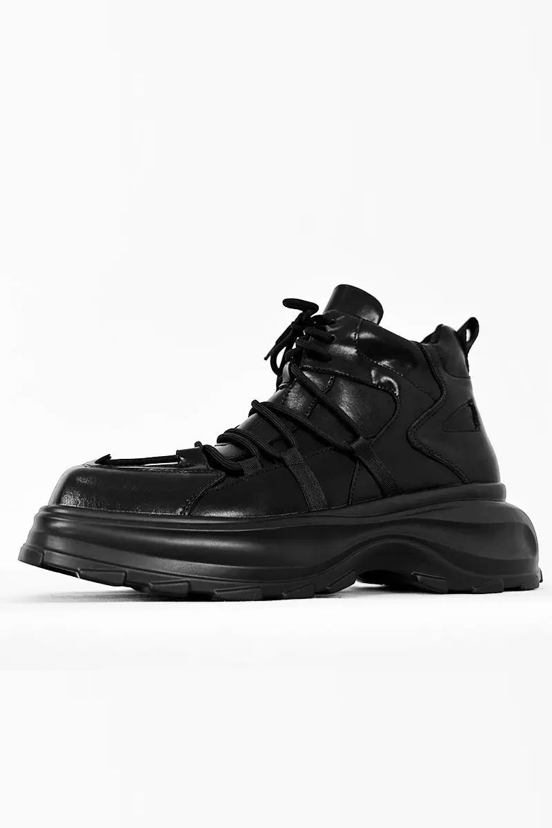 Black Chunky Platform High-Top Sneakers