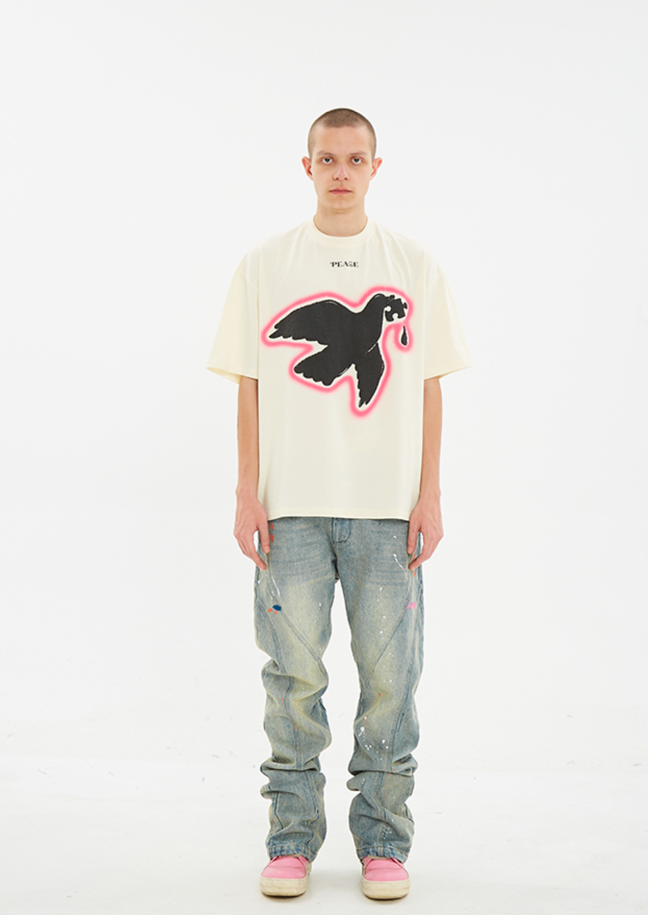 Serene Peace Dove Suede Foam Printed T-Shirt - chiclara