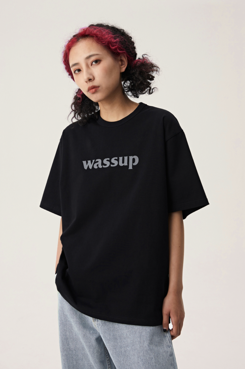 Bold Big Logo Print Basic Tee - chiclara