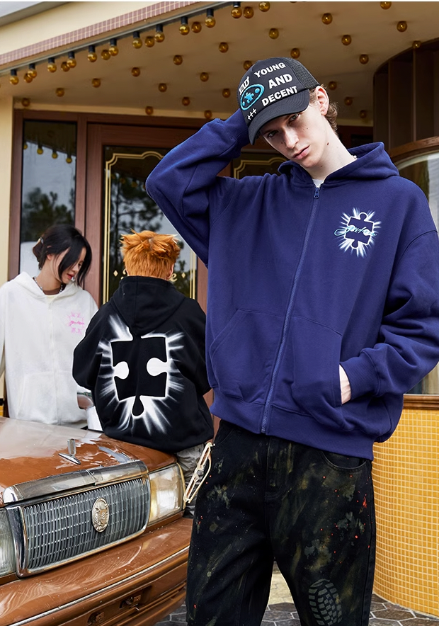 Radiant Jigsaw Puzzle Zip-Up Hoodie - chiclara