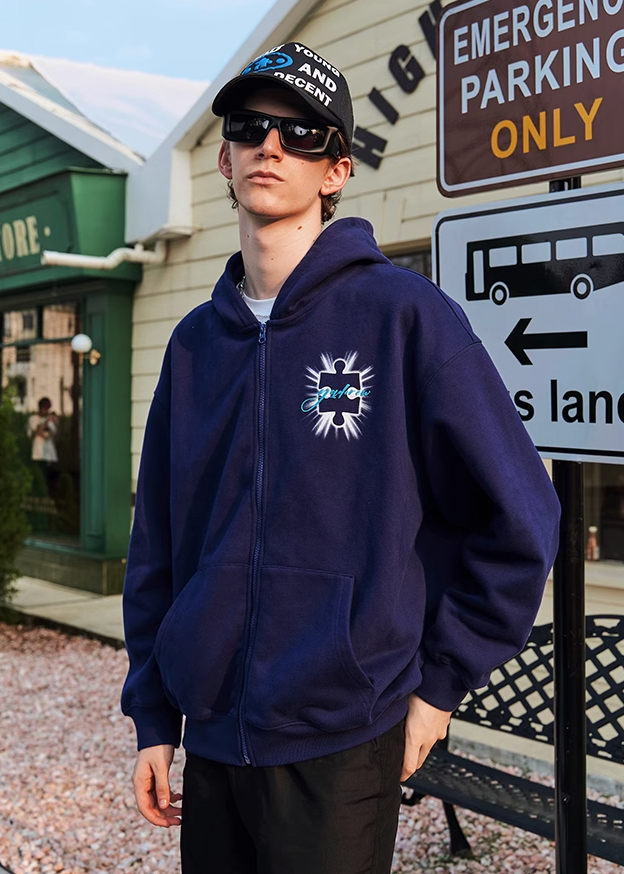 Radiant Jigsaw Puzzle Zip-Up Hoodie - chiclara