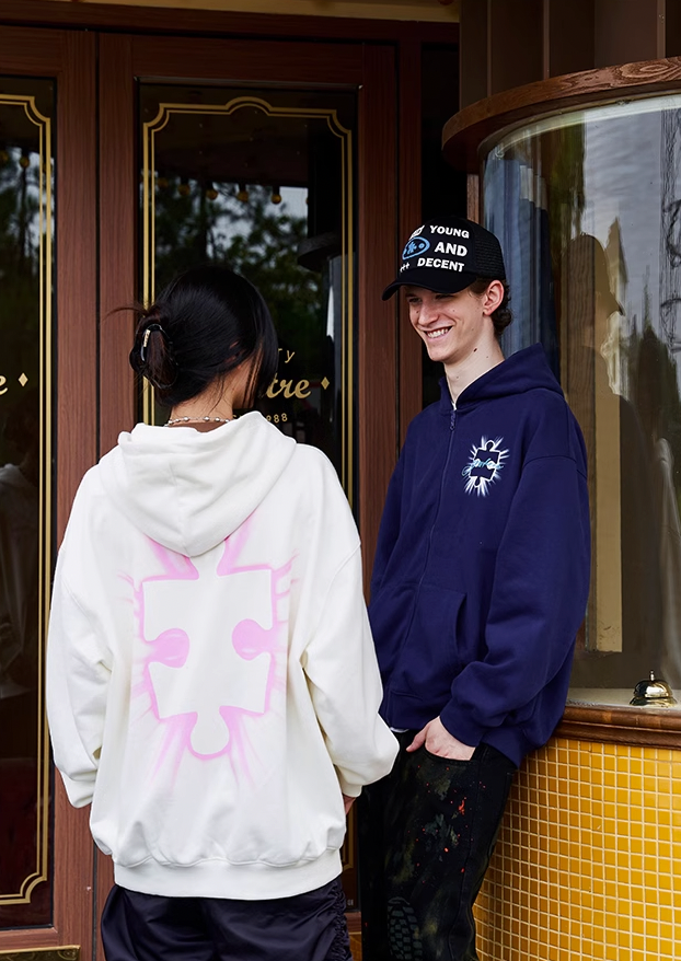 Radiant Jigsaw Puzzle Zip-Up Hoodie - chiclara