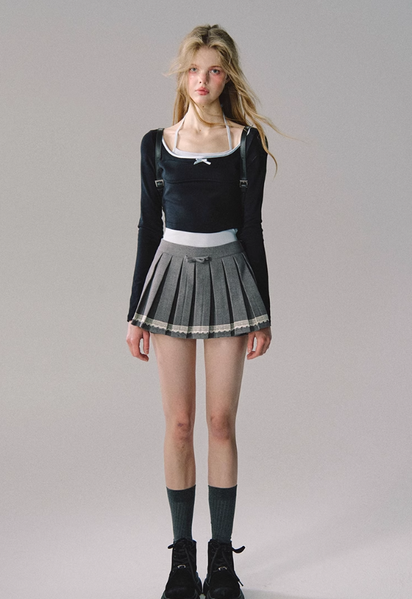 Jupe plissée en dentelle