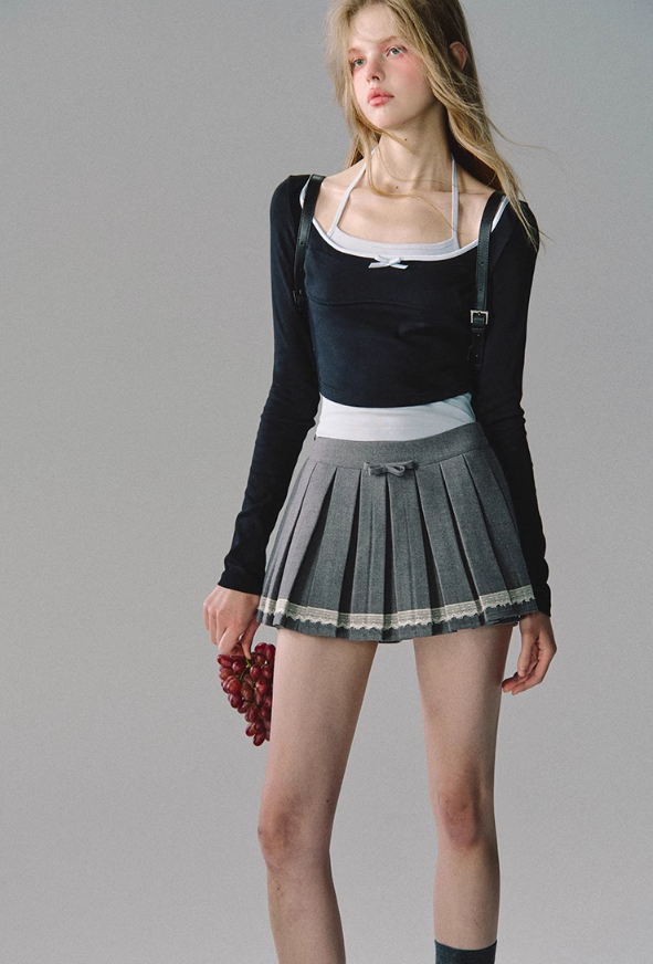 Jupe plissée en dentelle